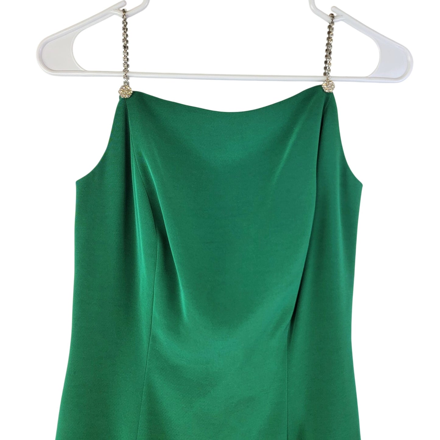 Della Roufogali Vintage 90s Mini Dress Women 6 Green Crystal Strap Small Formal Party