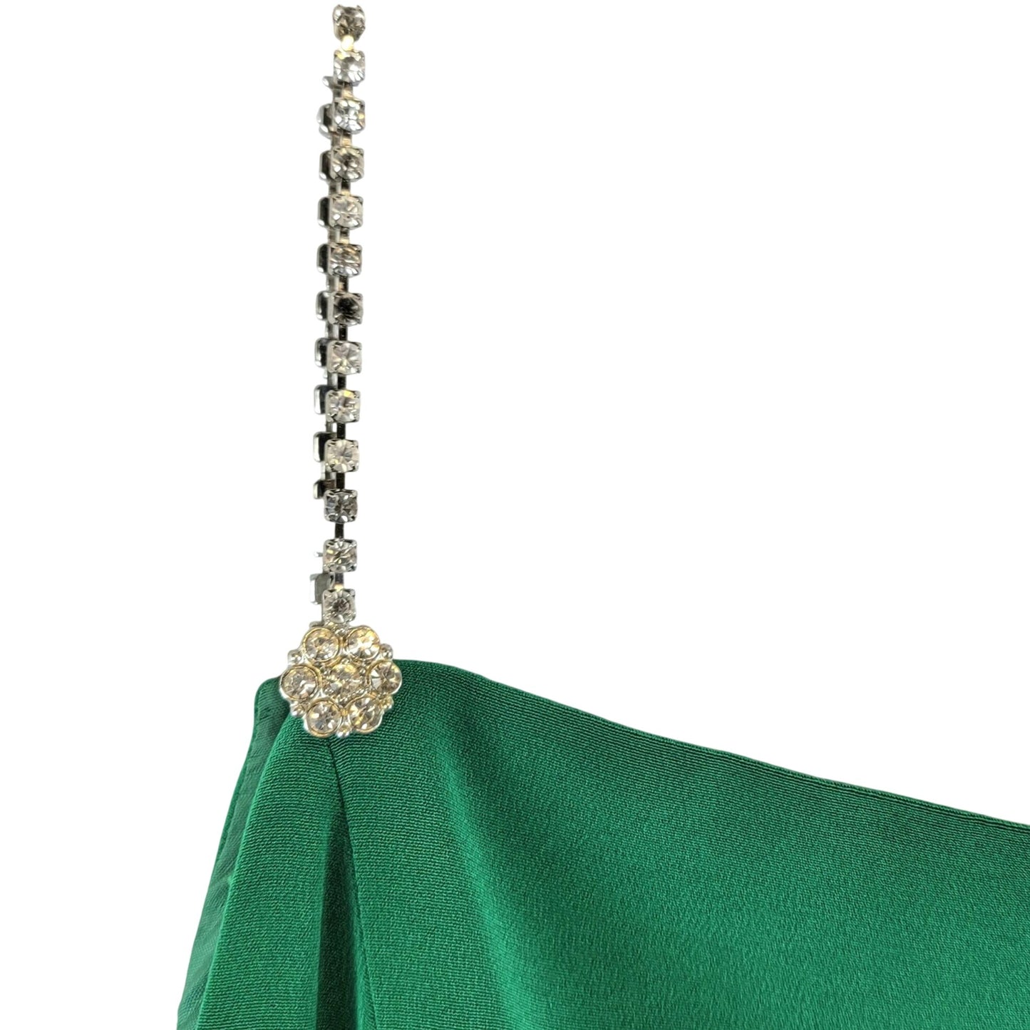 Della Roufogali Vintage 90s Mini Dress Women 6 Green Crystal Strap Small Formal Party