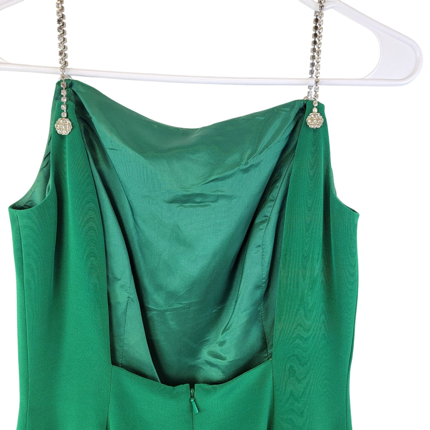Della Roufogali Vintage 90s Mini Dress Women 6 Green Crystal Strap Small Formal Party