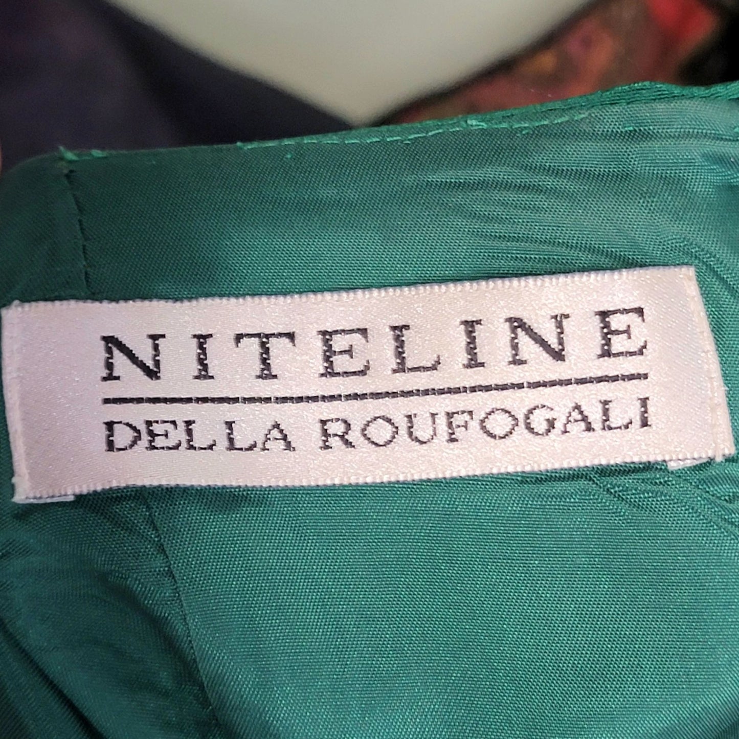 Della Roufogali Vintage 90s Mini Dress Women 6 Green Crystal Strap Small Formal Party