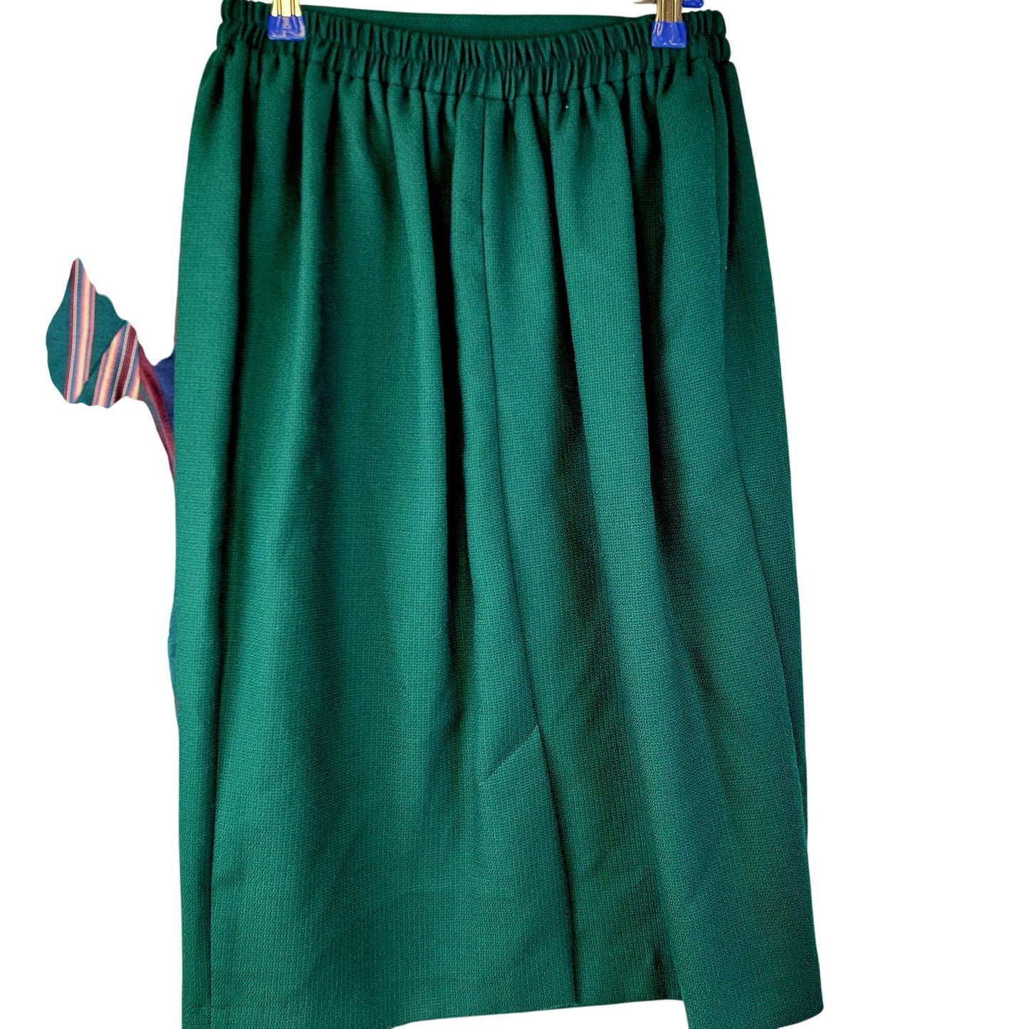 Vintage 90s Suit Set Women Small 4 6 Stripe Blazer Jacket Midi Skirt Green Blue