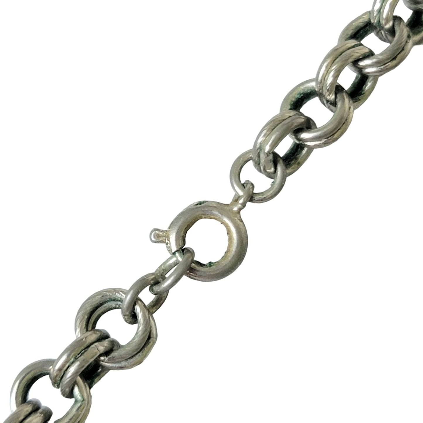 Vintage 80s Tigers Eye Bead Chain Necklace Women Silver Jewelry