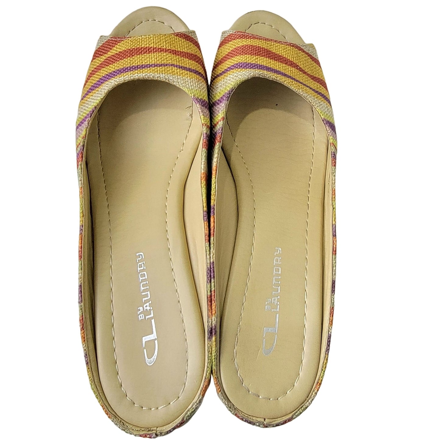 Rainbow Stripe Bohemian Shoes Women 8.5 CL Laundry Boho Wedge Sandals 39