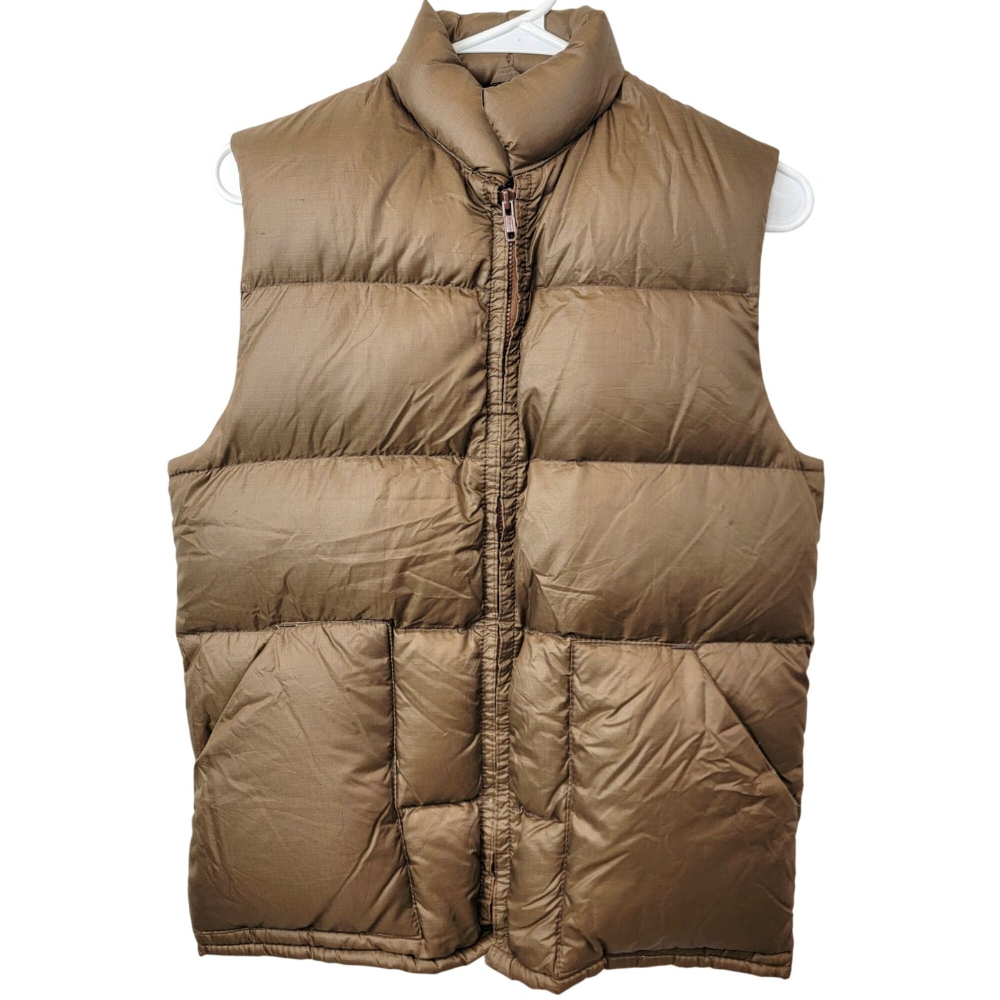 Sears Vintage 80s Puff Vest Men Small Brown Jacket Western Outdoors Coat Winter