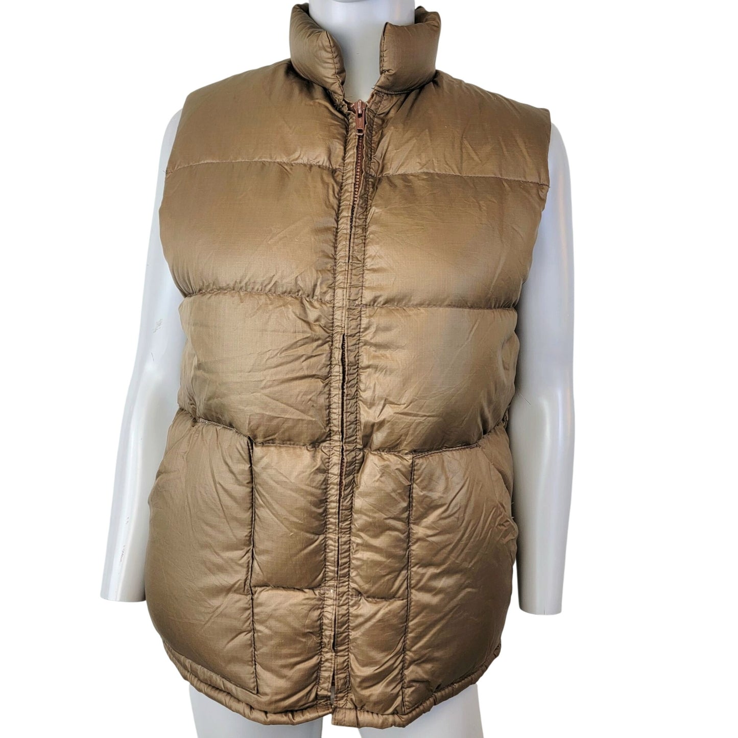 Sears Vintage 80s Puff Vest Men Small Brown Jacket Western Outdoors Coat Winter