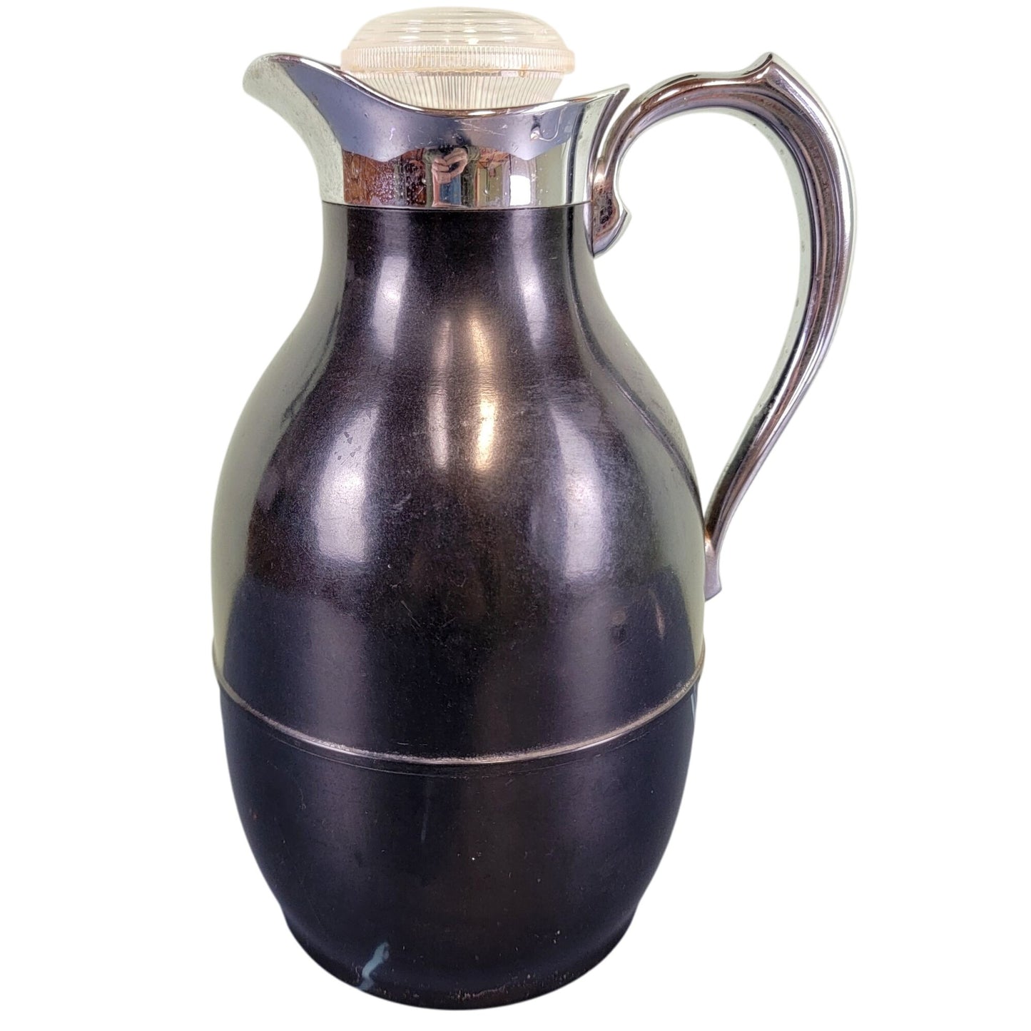 Thermos Vintage 40s Bakelite Carafe Pitcher Black Silver Stopper Kitchen Hot Cold