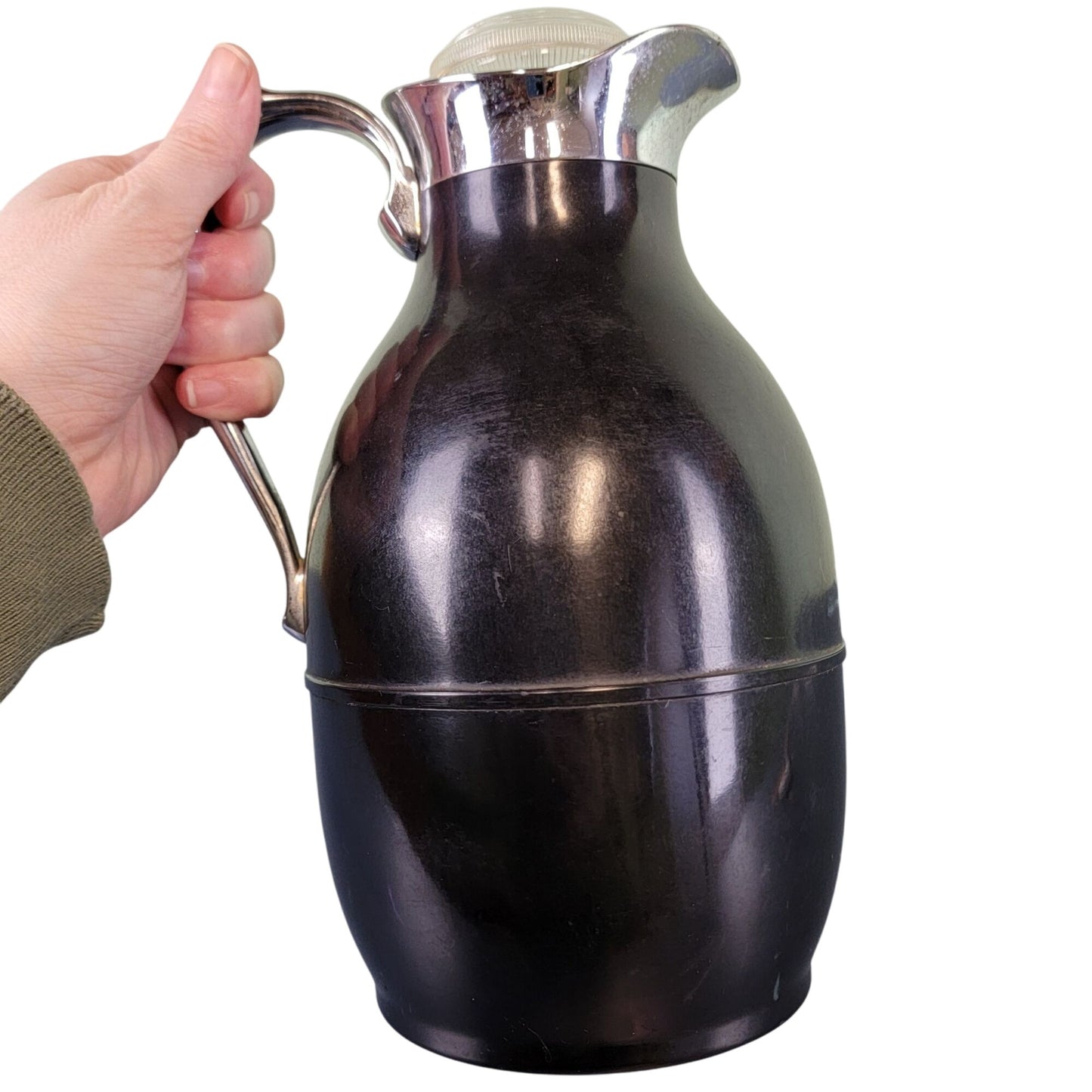 Thermos Vintage 40s Bakelite Carafe Pitcher Black Silver Stopper Kitchen Hot Cold