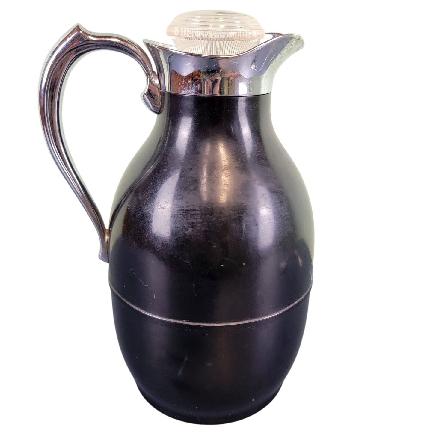 Thermos Vintage 40s Bakelite Carafe Pitcher Black Silver Stopper Kitchen Hot Cold