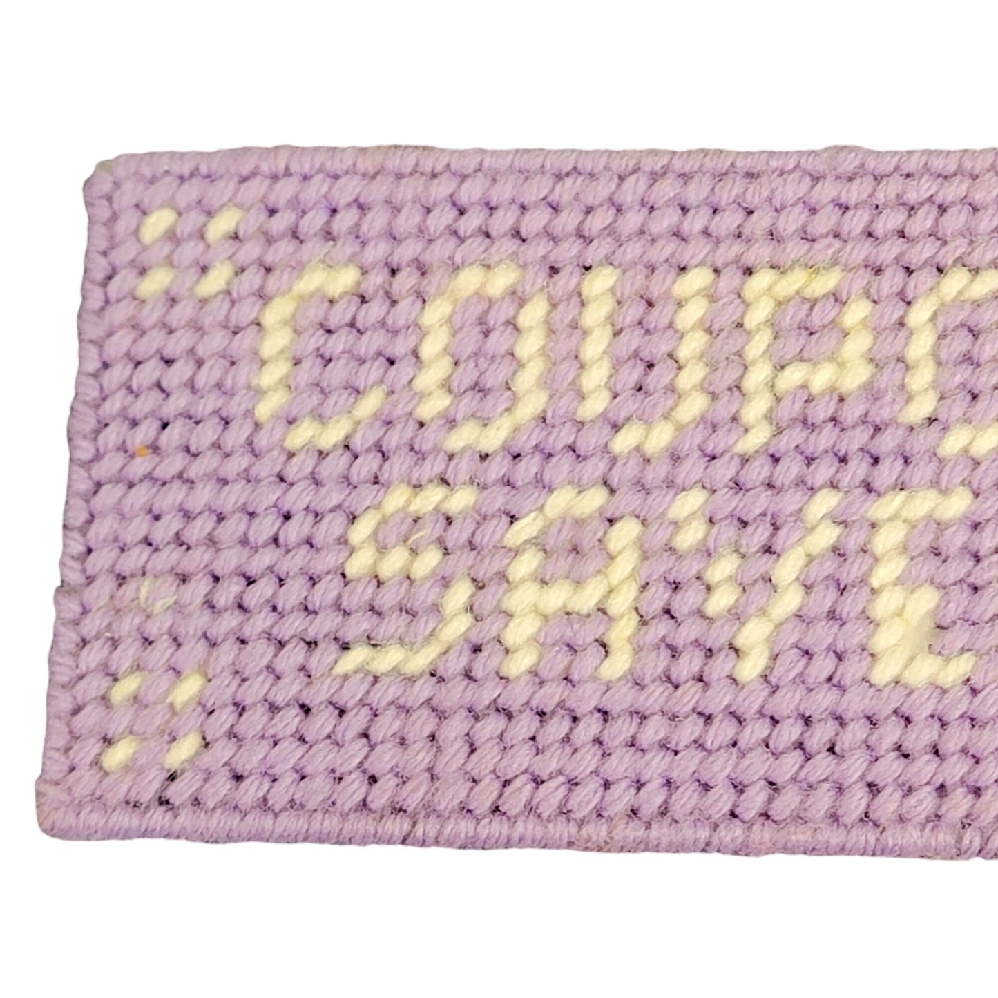 Vintage Coupon Saver Envelope Wallet Plastic Canvas Yarn Mesh Purple White Retro