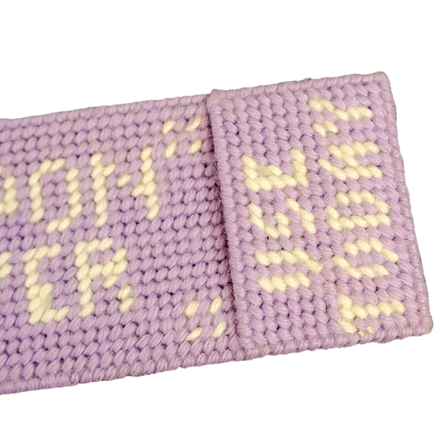 Vintage Coupon Saver Envelope Wallet Plastic Canvas Yarn Mesh Purple White Retro