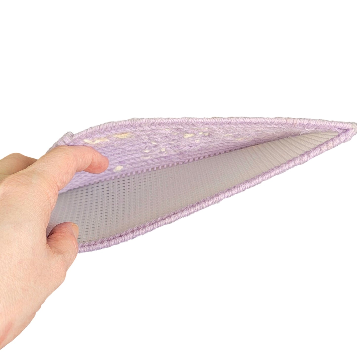Vintage Coupon Saver Envelope Wallet Plastic Canvas Yarn Mesh Purple White Retro