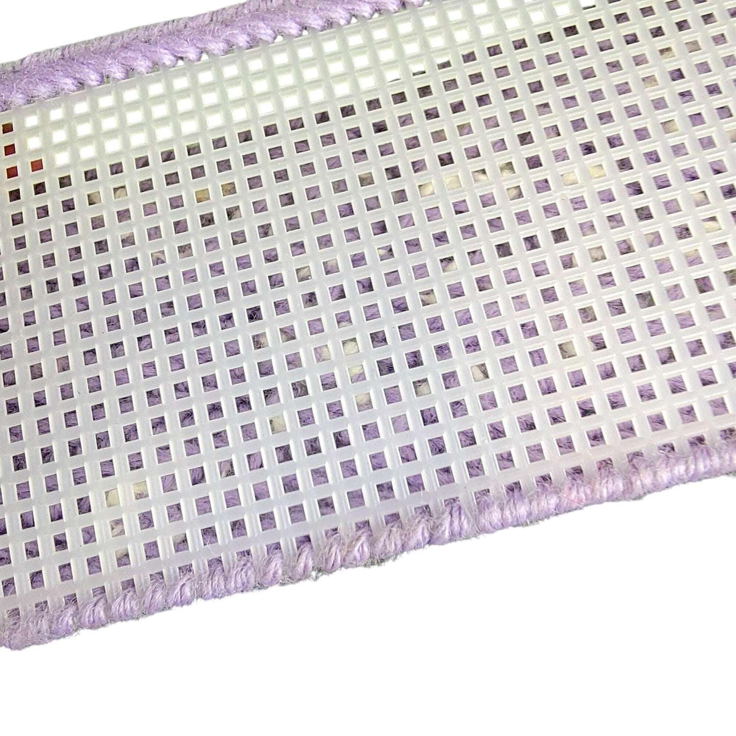 Vintage Coupon Saver Envelope Wallet Plastic Canvas Yarn Mesh Purple White Retro