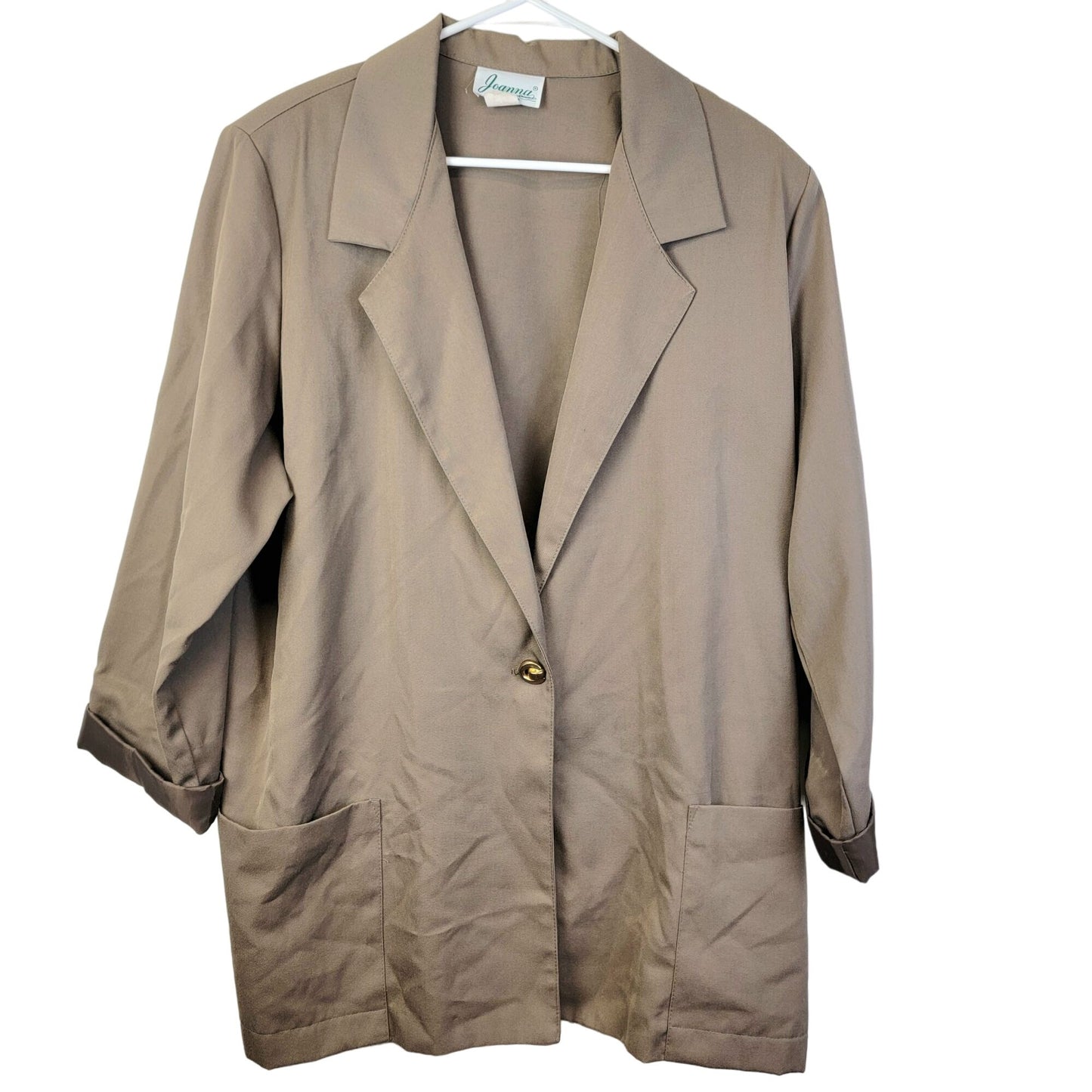 Vintage 80s Blazer Jacket Women Plus 20 W Beige