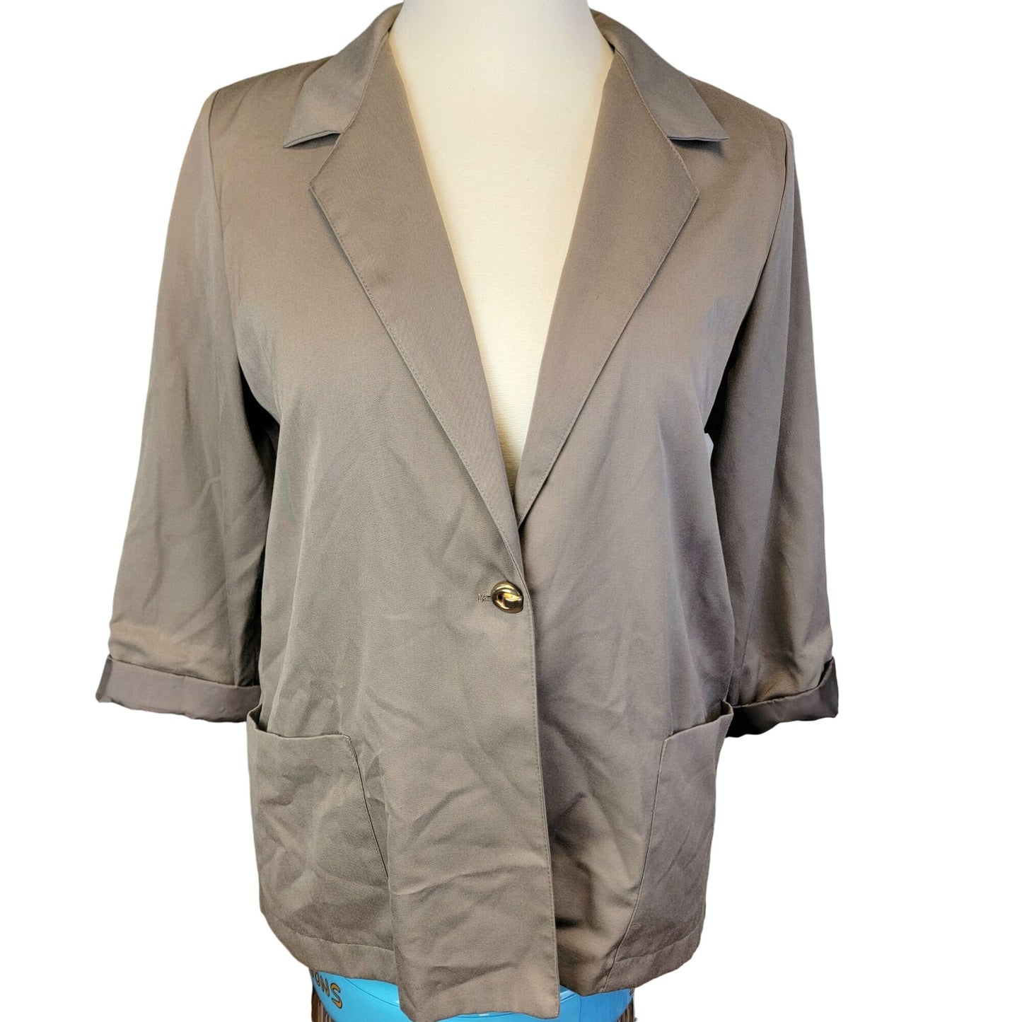 Vintage 80s Blazer Jacket Women Plus 20 W Beige