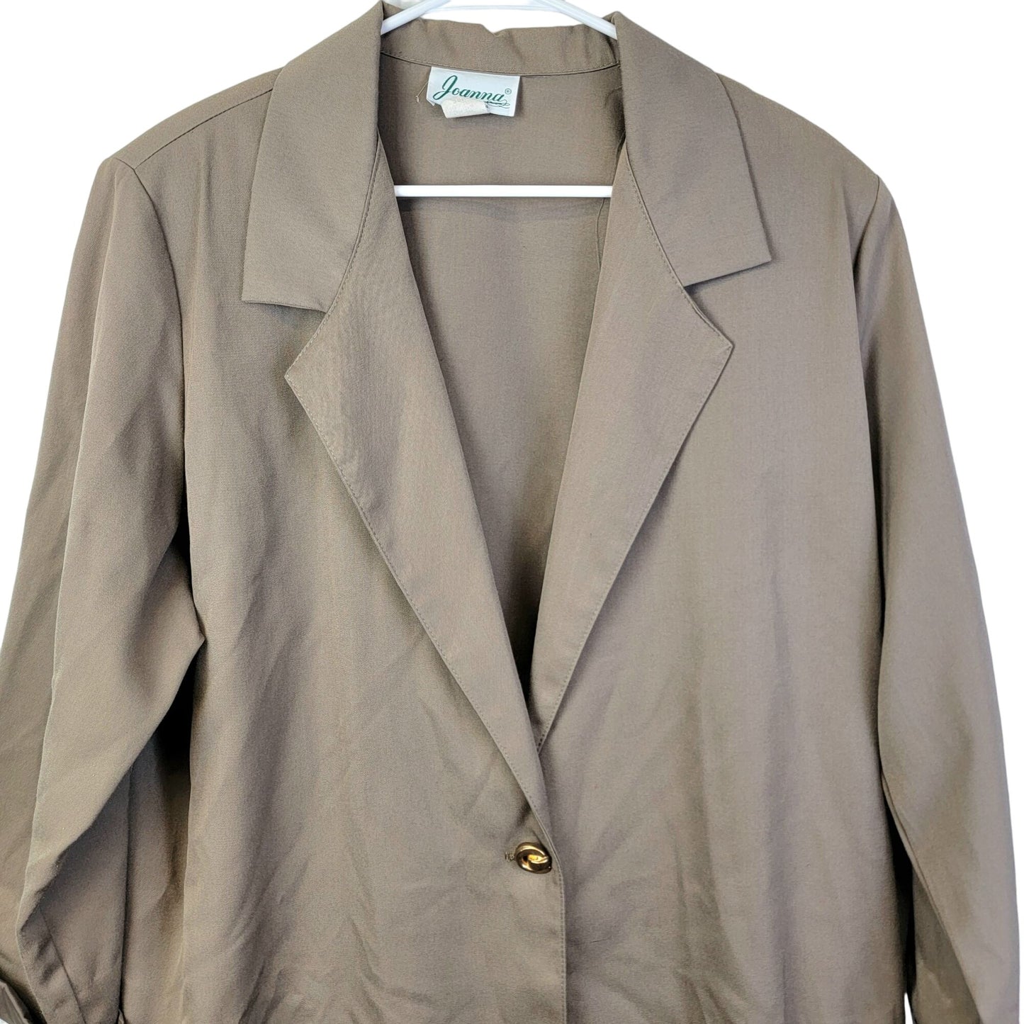 Vintage 80s Blazer Jacket Women Plus 20 W Beige