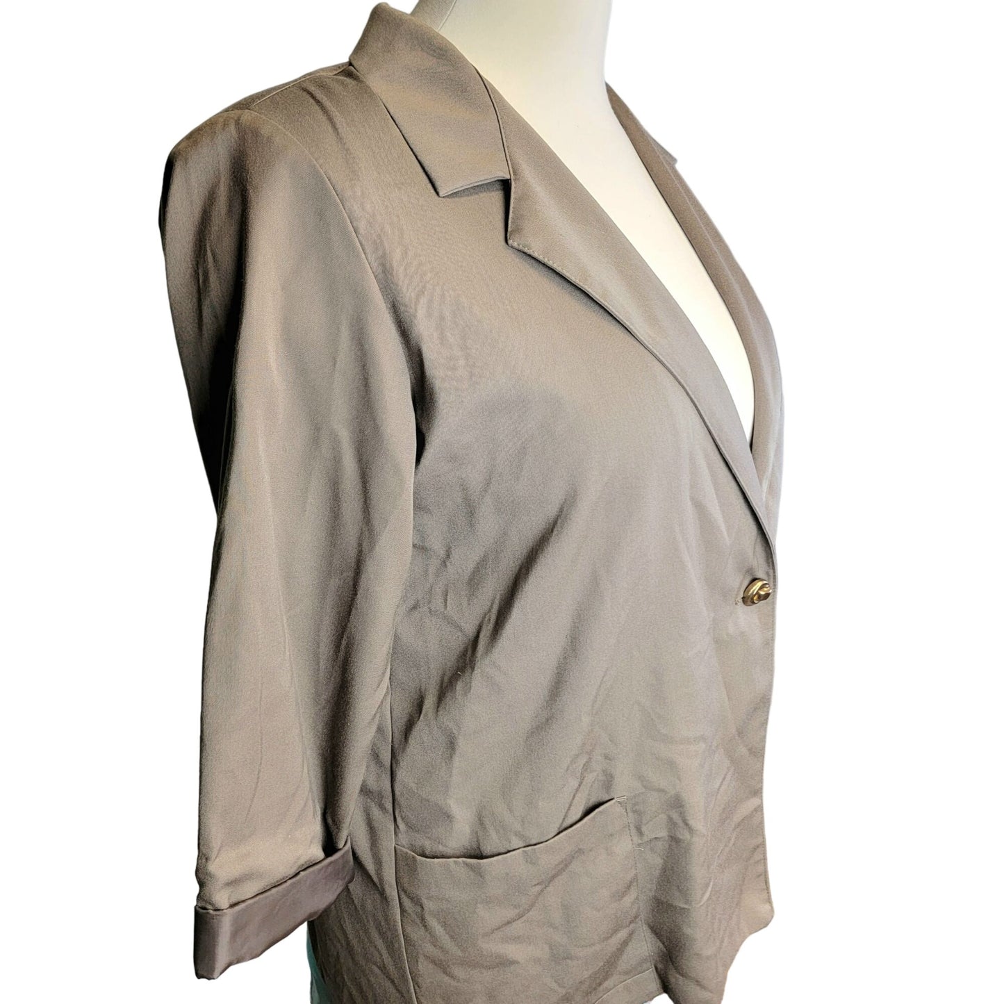 Vintage 80s Blazer Jacket Women Plus 20 W Beige