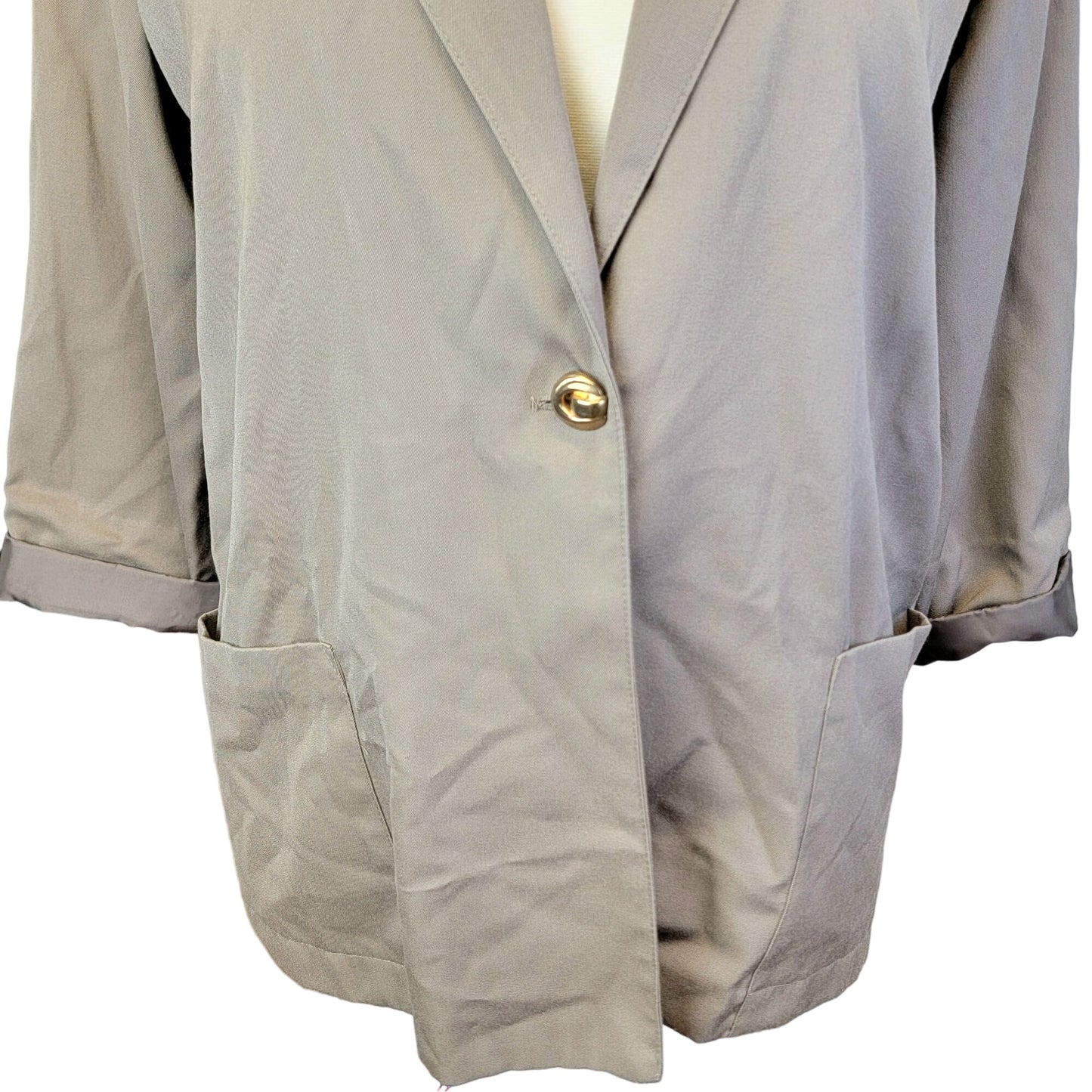 Vintage 80s Blazer Jacket Women Plus 20 W Beige