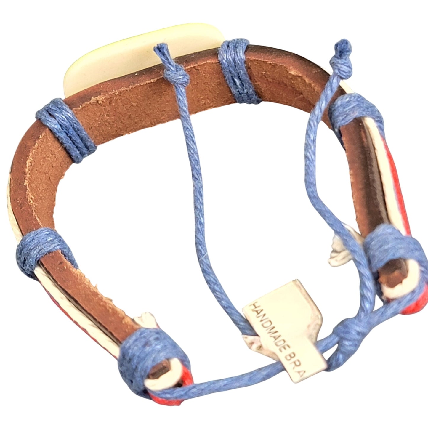 Colorful Peace Sign Leather Bracelet Adjustable Brown Unisex Jewelry