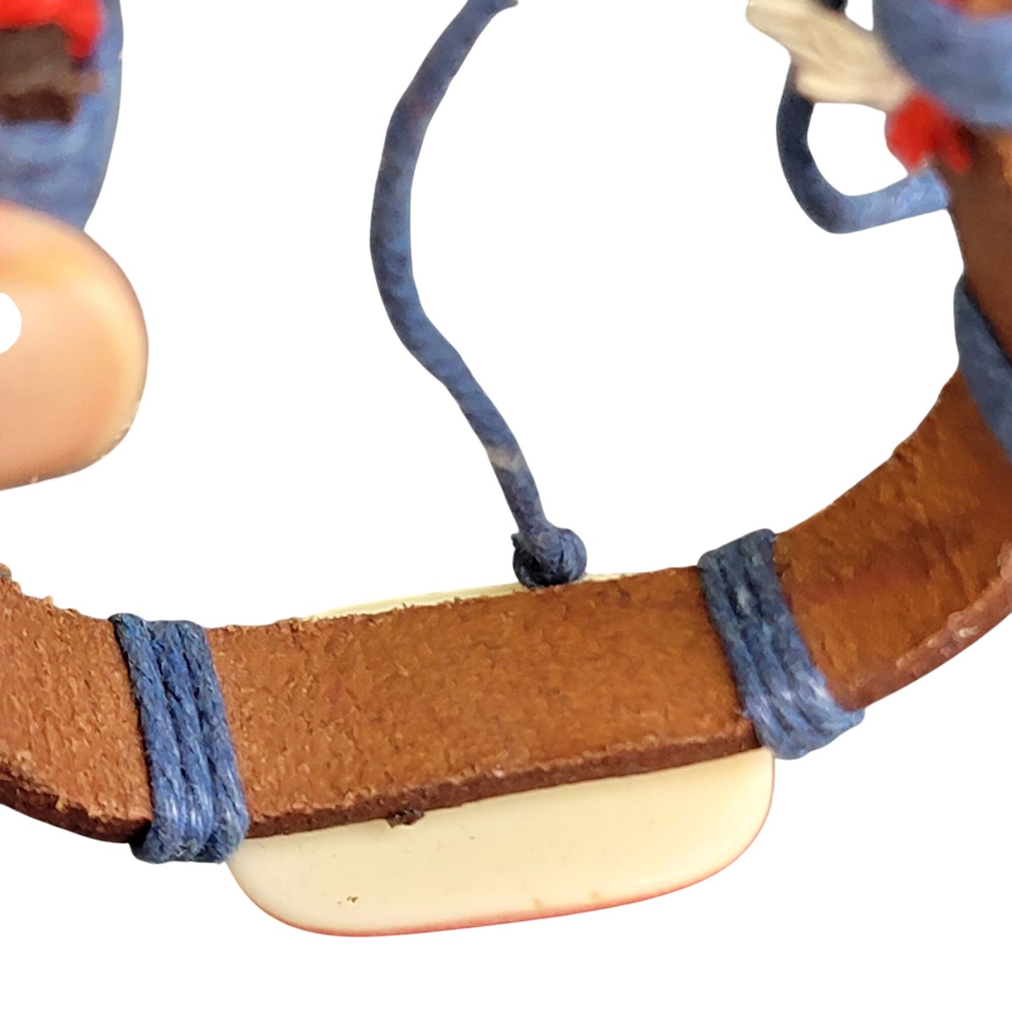Colorful Peace Sign Leather Bracelet Adjustable Brown Unisex Jewelry
