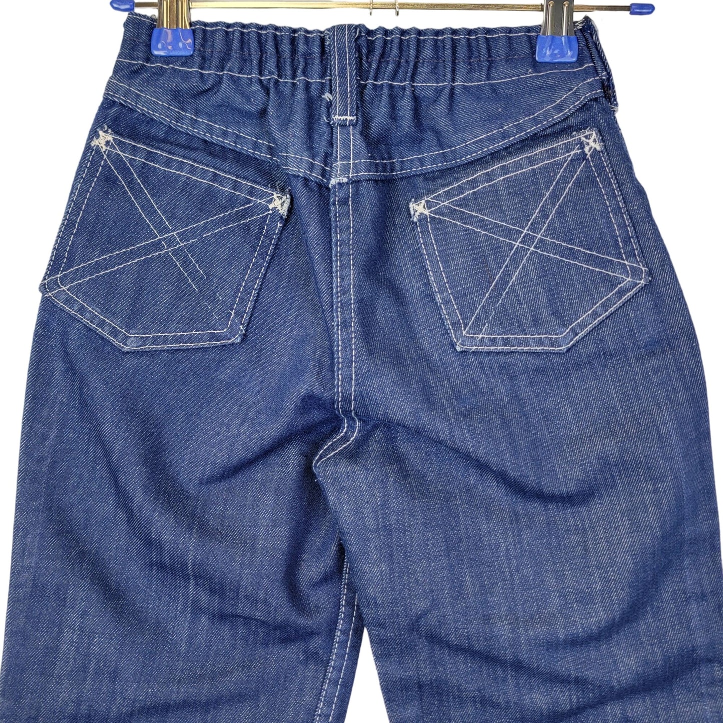Sears Vintage 70s Flare Jeans Child 6X 21 Waist 20 Inseam Dark Wash Denim Retro