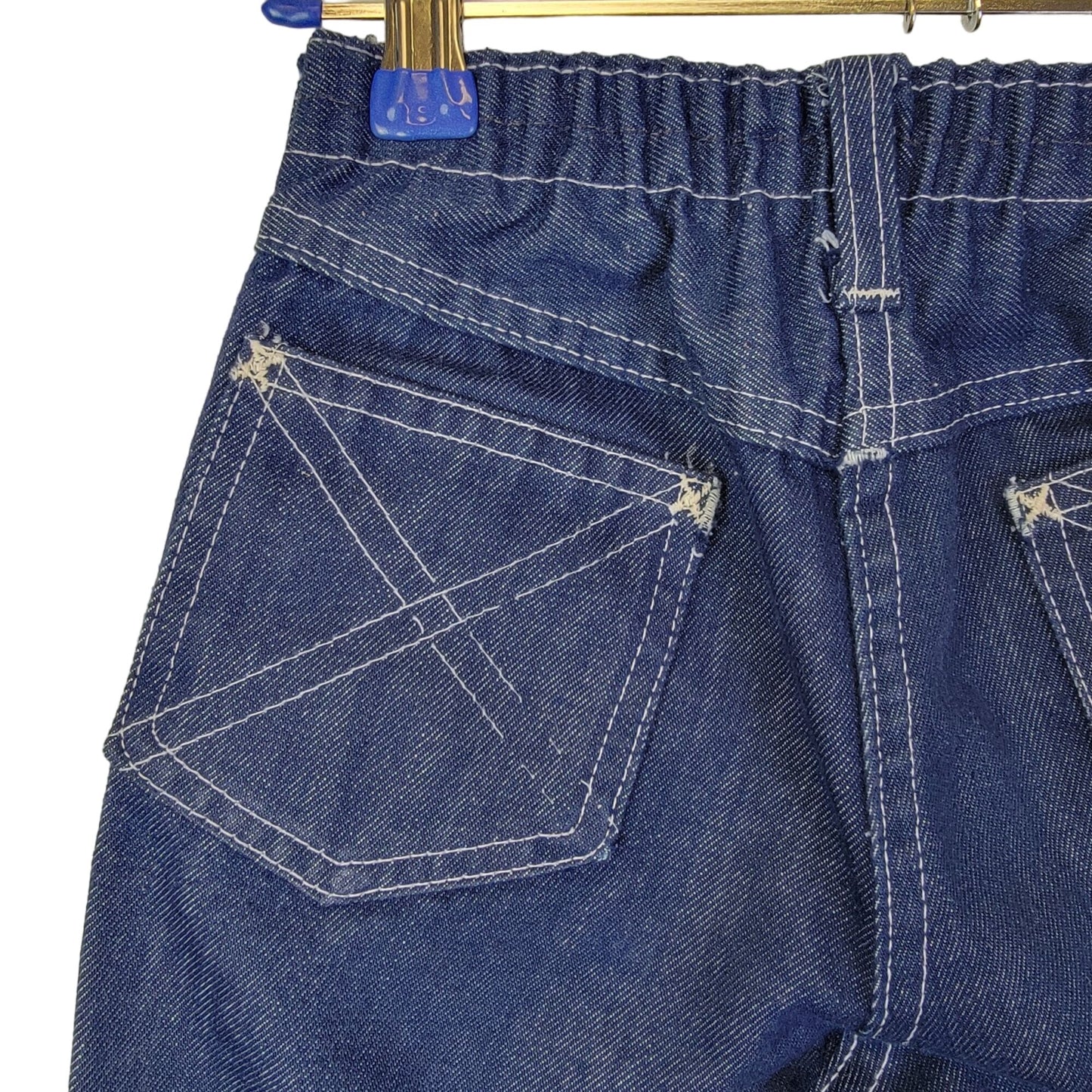 Sears Vintage 70s Flare Jeans Child 6X 21 Waist 20 Inseam Dark Wash Denim Retro