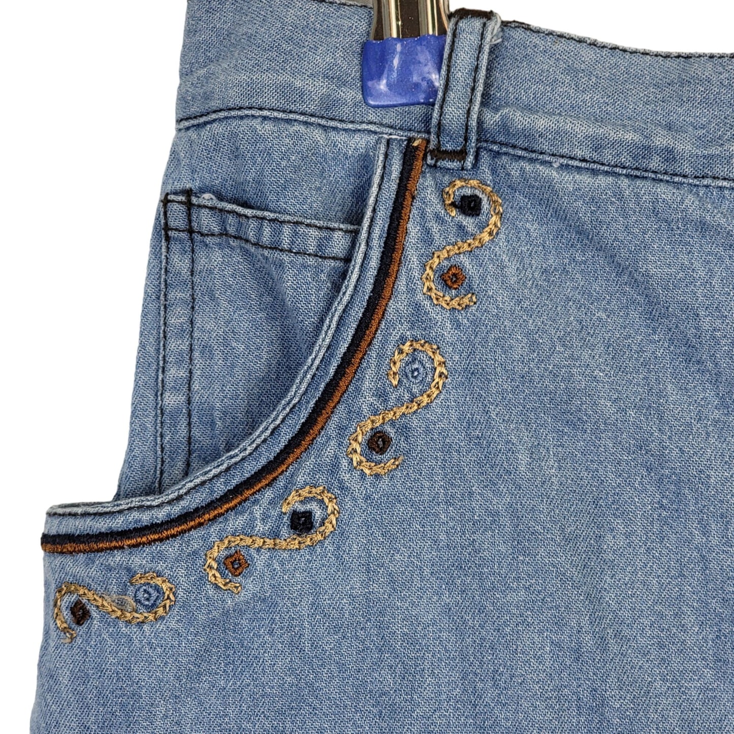 Vintage 90s Denim Midi Skirt Women Large Boho Western