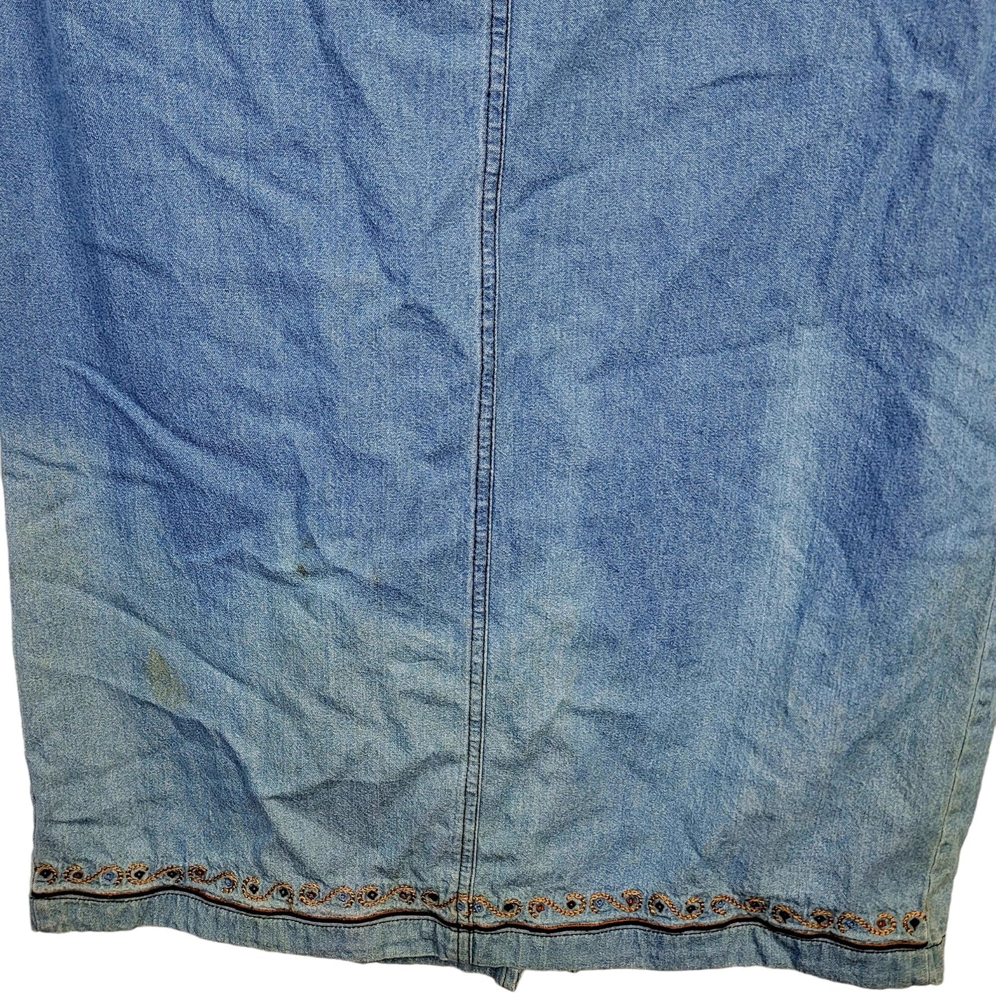 Vintage 90s Denim Midi Skirt Women Large Boho Western