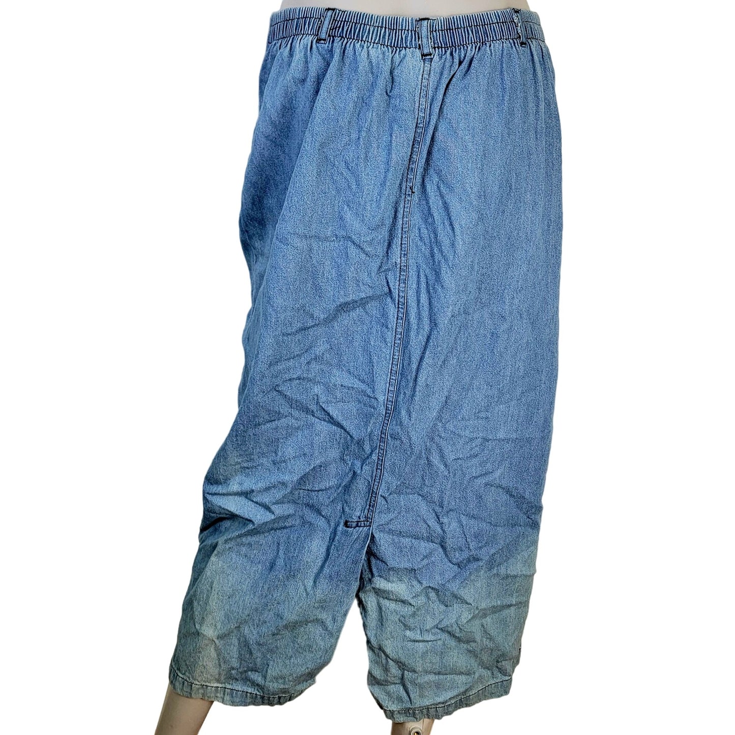Vintage 90s Denim Midi Skirt Women Large Boho Western