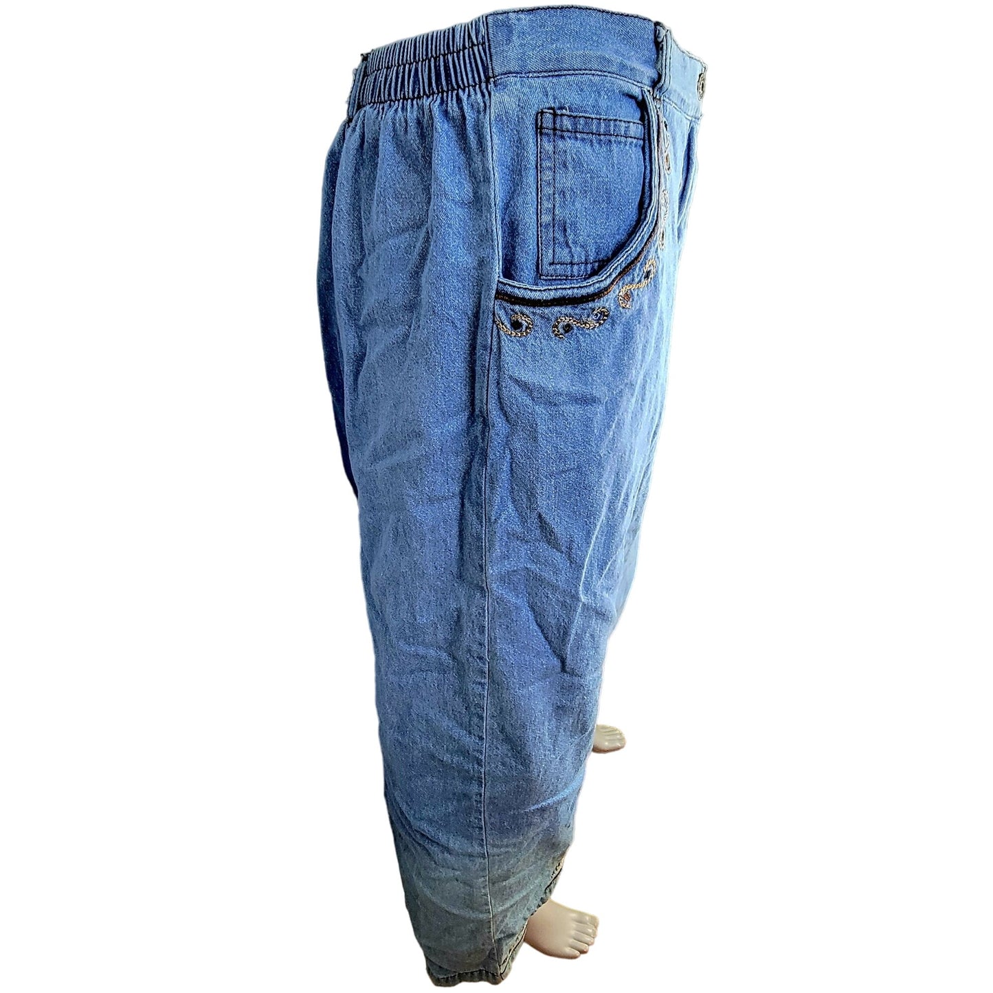 Vintage 90s Denim Midi Skirt Women Large Boho Western