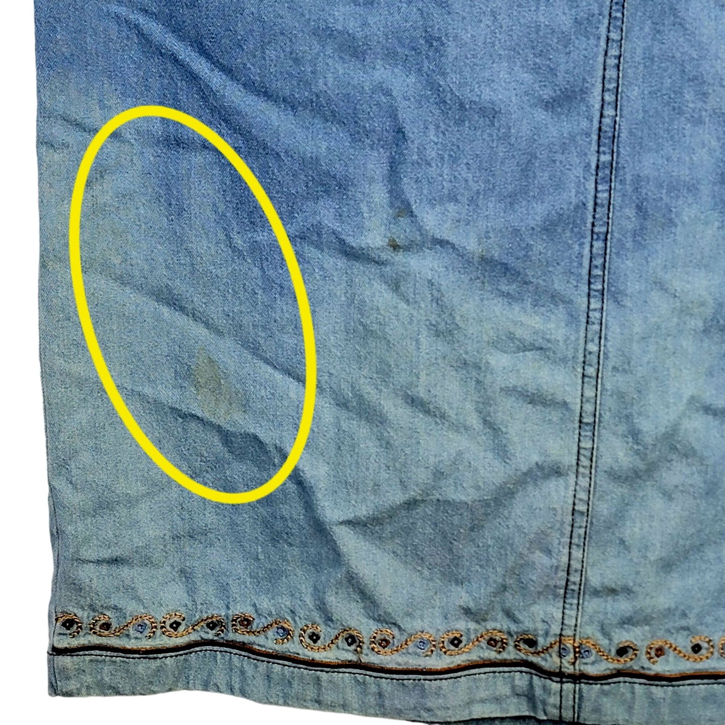 Vintage 90s Denim Midi Skirt Women Large Boho Western