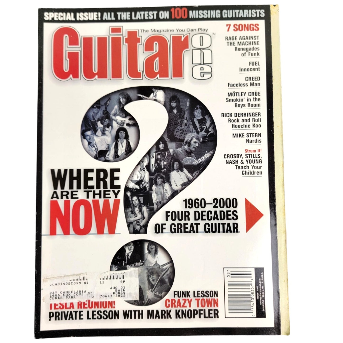 Guitar One Vintage 2001 Magazine Lot of 4 Y2K Rock Music Sheets Playing Guide