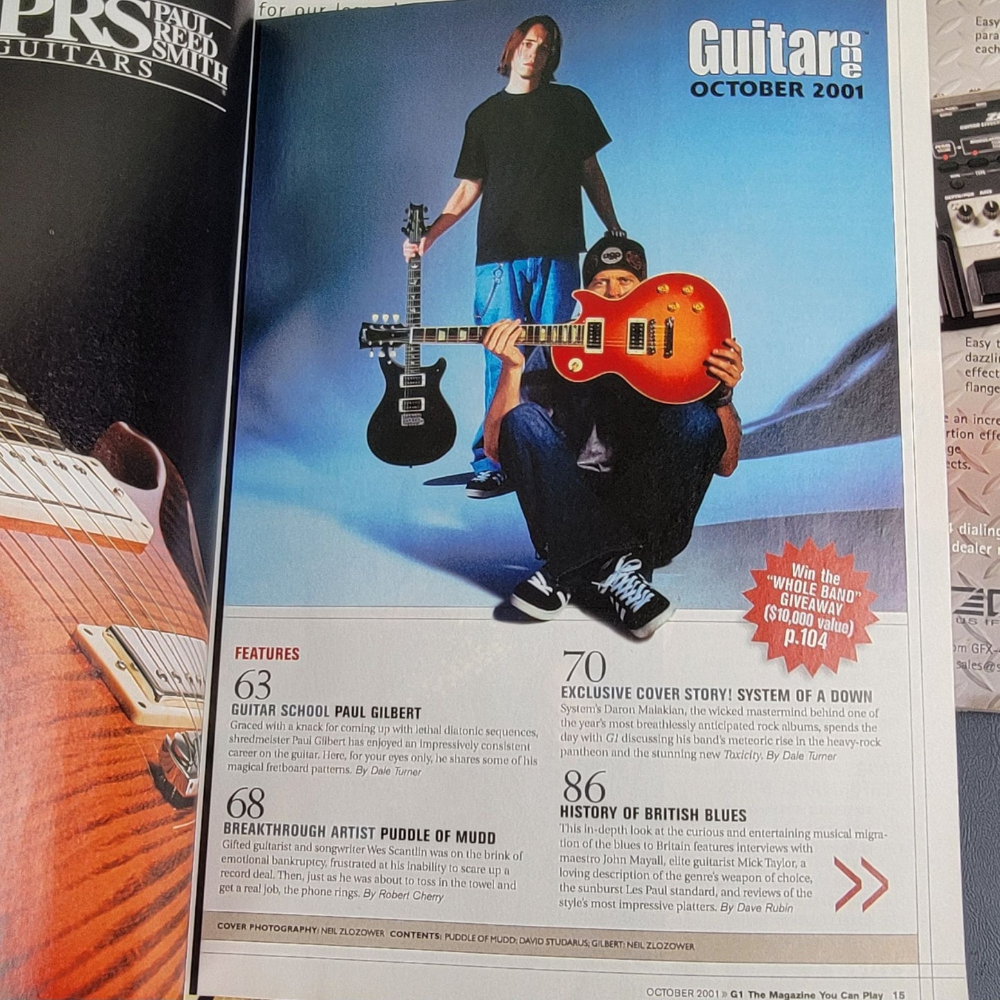 Guitar One Vintage 2001 Magazine Lot of 4 Y2K Rock Music Sheets Playing Guide