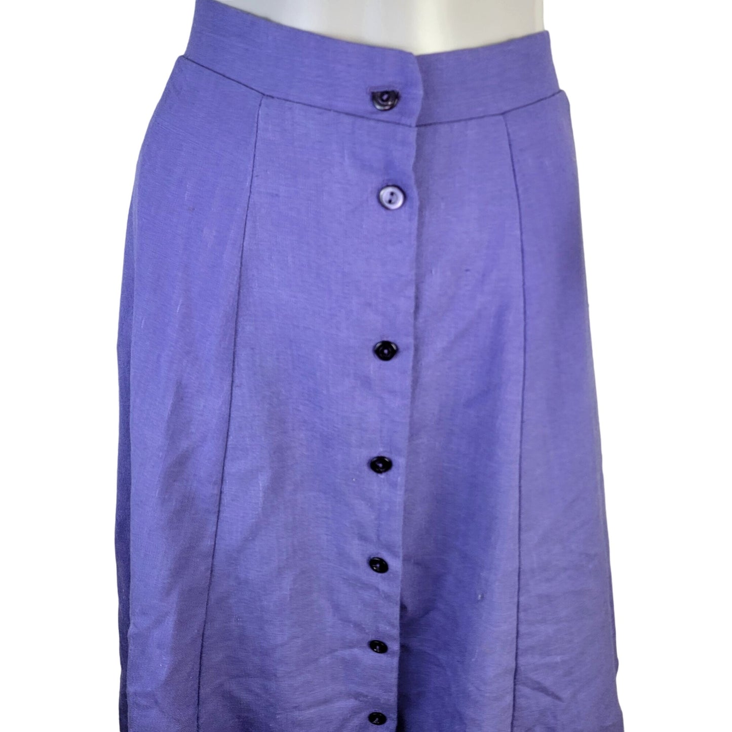 Vintage 70s Midi Skirt Women Plus Size 16 Purple Button Front