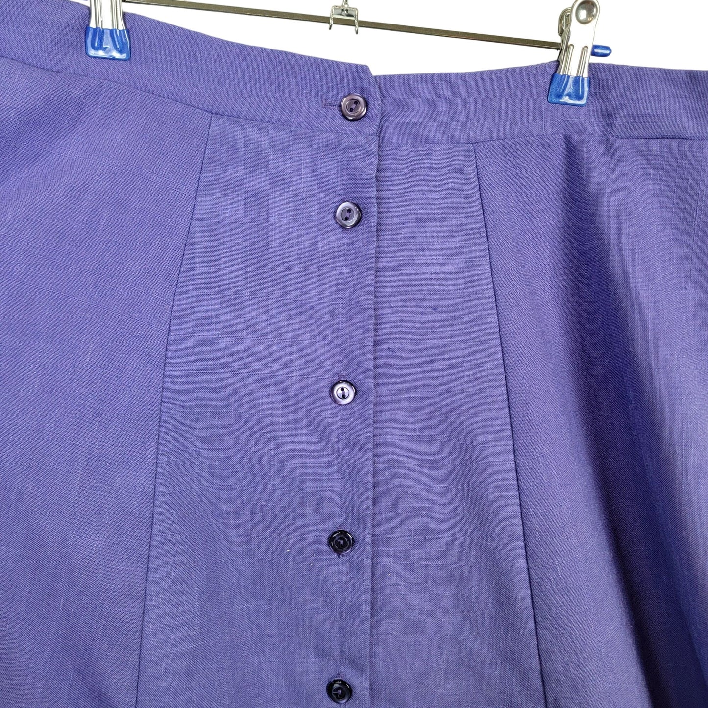 Vintage 70s Midi Skirt Women Plus Size 16 Purple Button Front