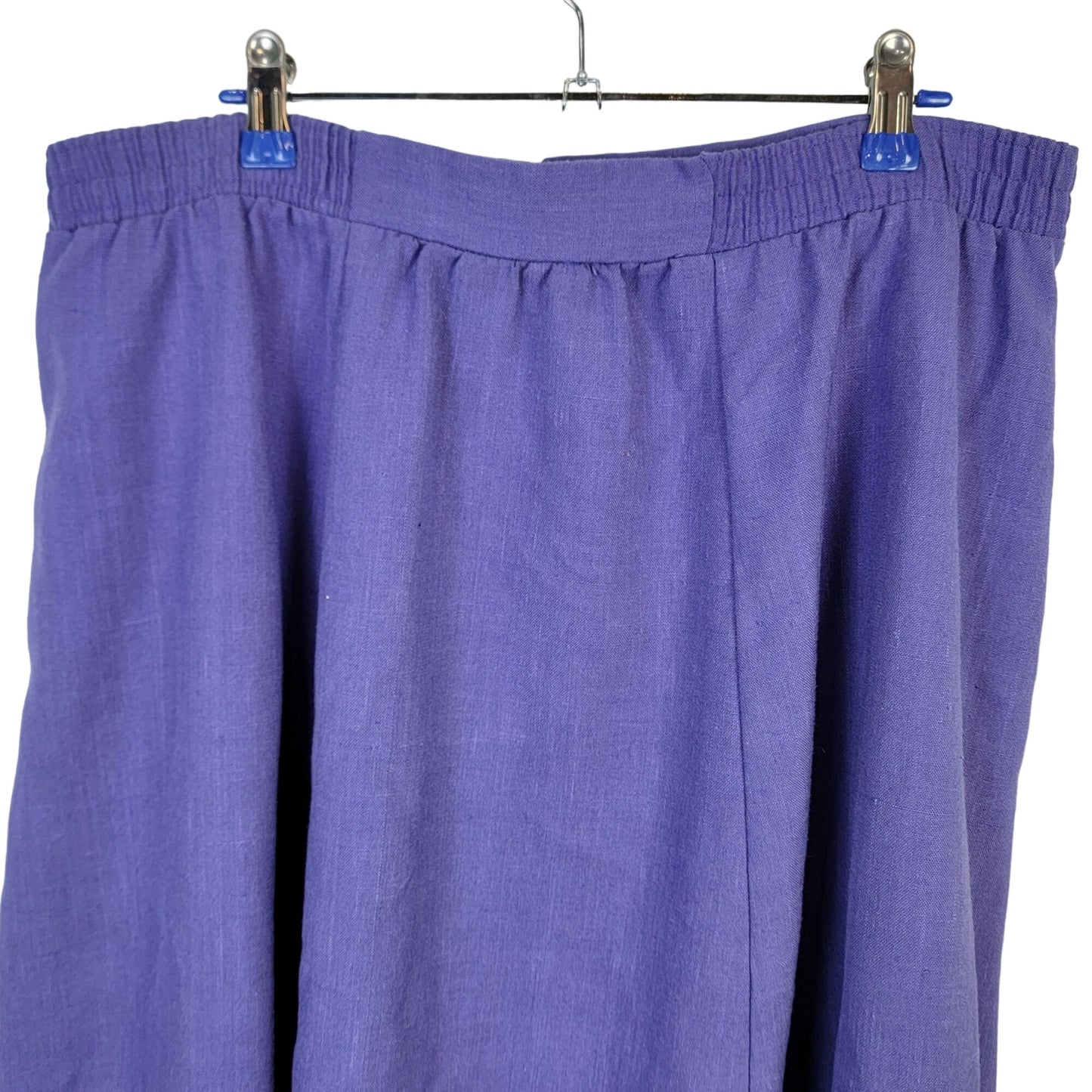 Vintage 70s Midi Skirt Women Plus Size 16 Purple Button Front