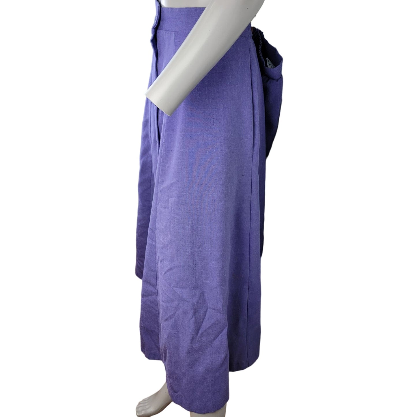 Vintage 70s Midi Skirt Women Plus Size 16 Purple Button Front