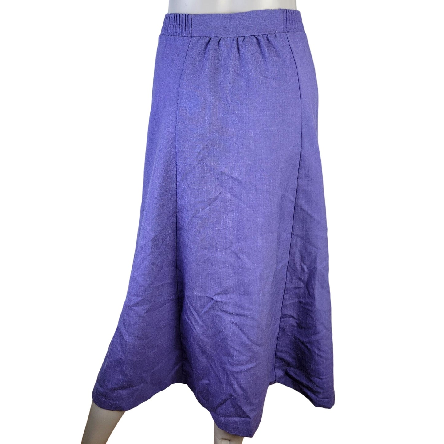 Vintage 70s Midi Skirt Women Plus Size 16 Purple Button Front