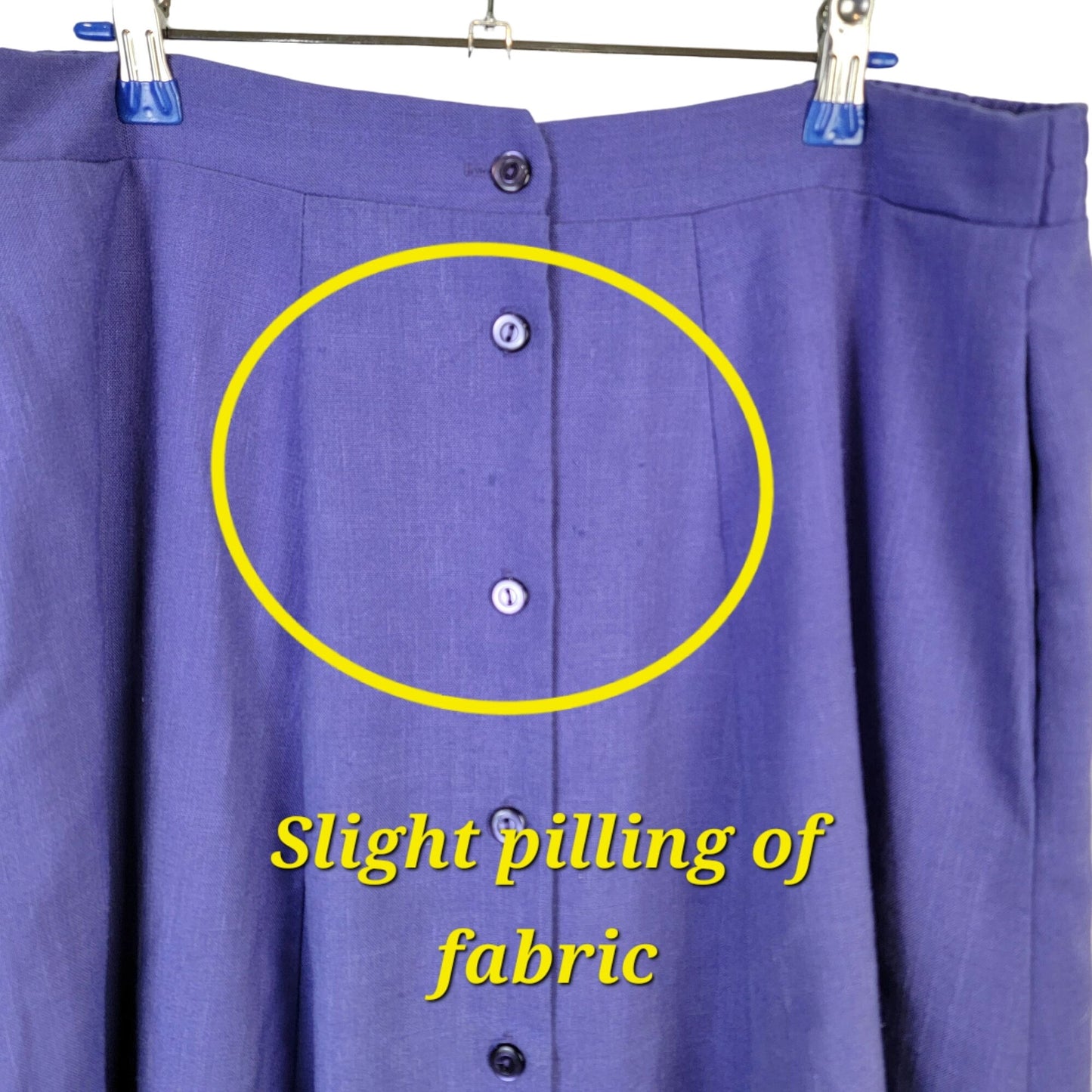 Vintage 70s Midi Skirt Women Plus Size 16 Purple Button Front