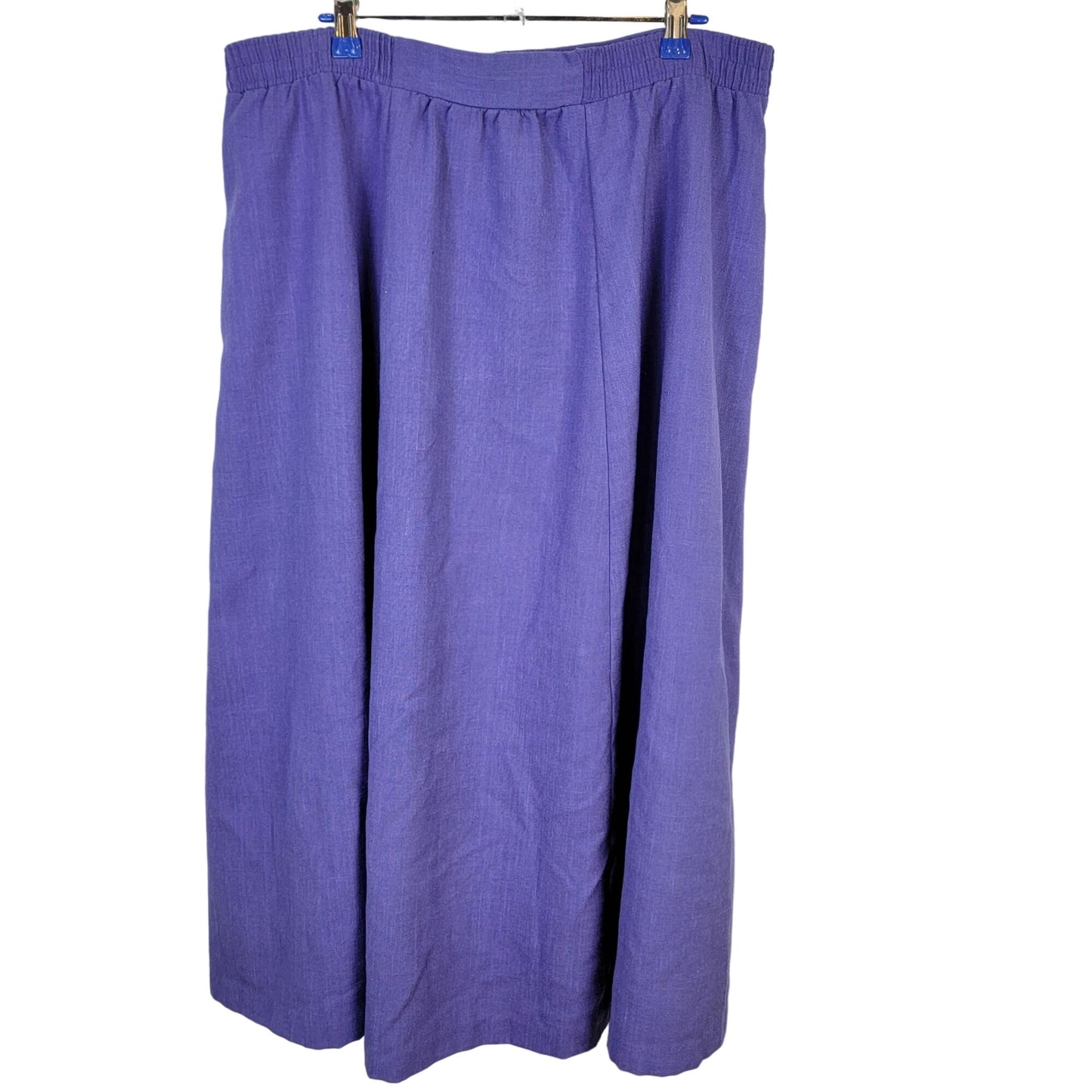 Vintage 70s Midi Skirt Women Plus Size 16 Purple Button Front