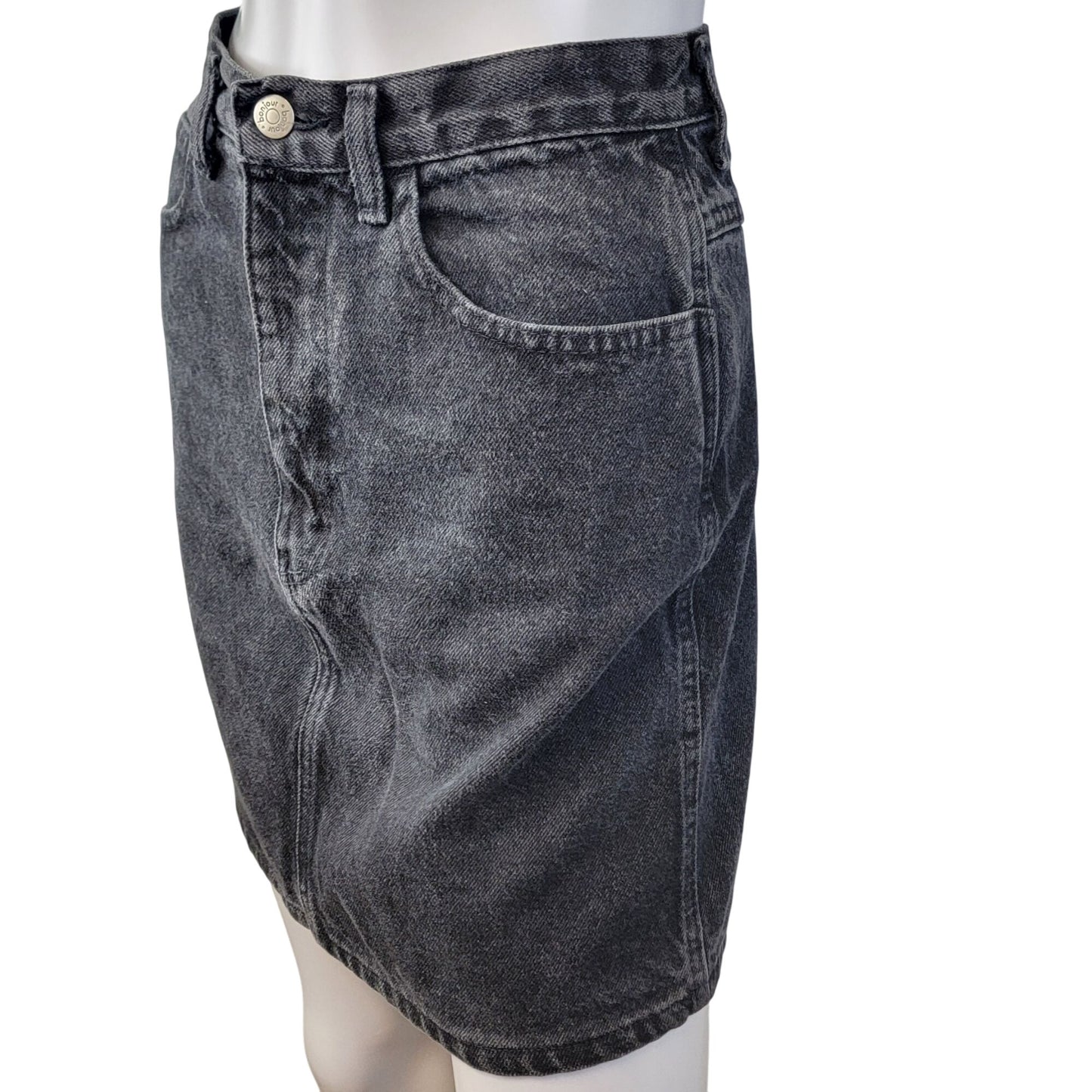 Vintage 80s Black Denim Mini Skirt Women 4 Casual High Rise Jean Party Western