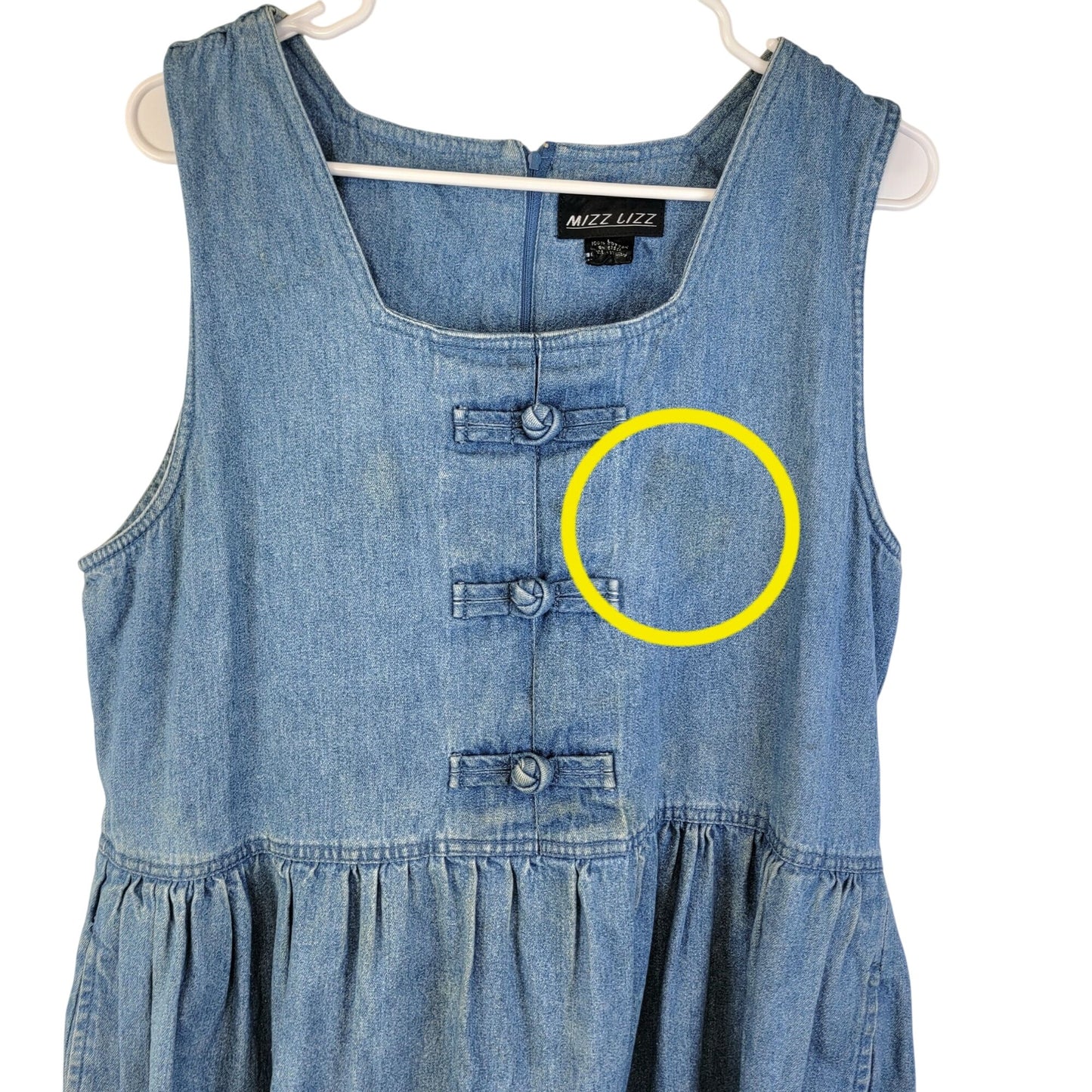 Vintage 90s Denim Midi Dress Women Large Teacher Casual Blue Jean