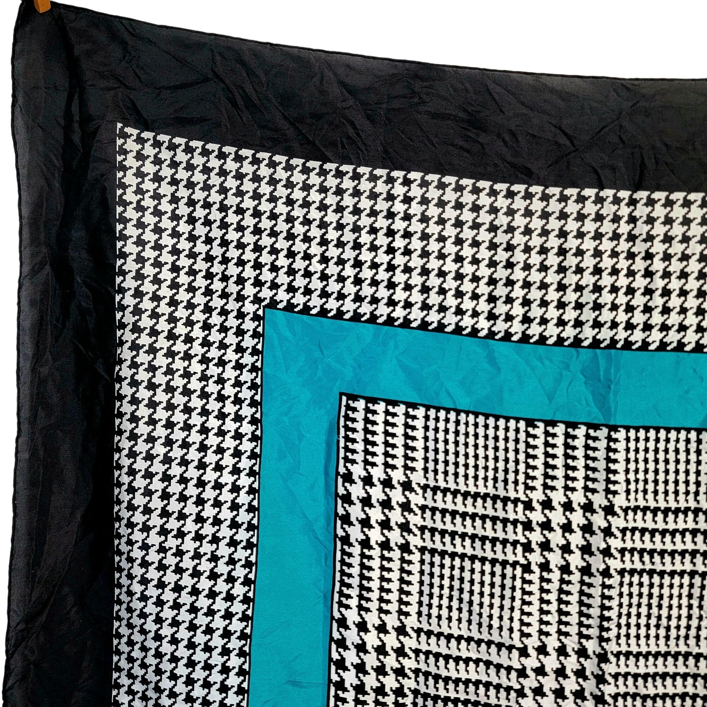 Vintage 80s Silk Scarf Women Accessories Black White Plaid