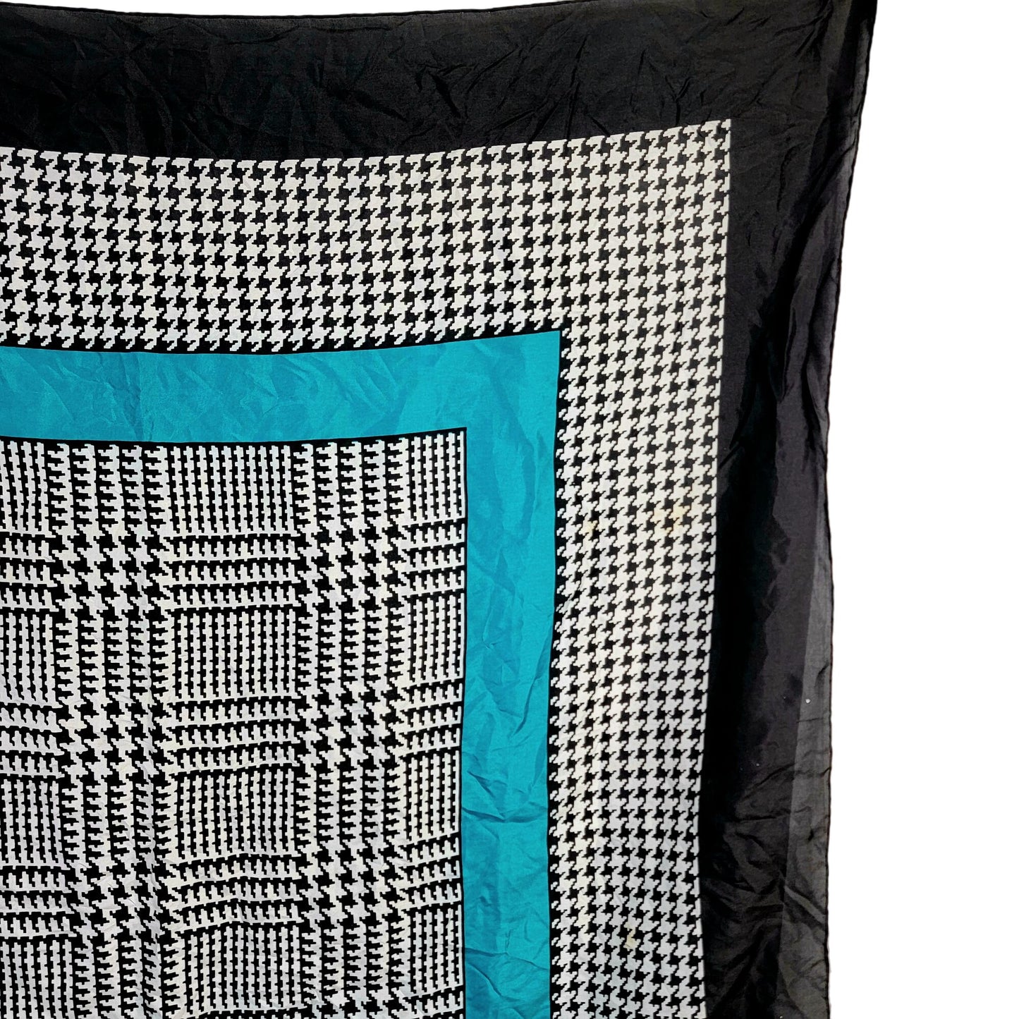 Vintage 80s Silk Scarf Women Accessories Black White Plaid