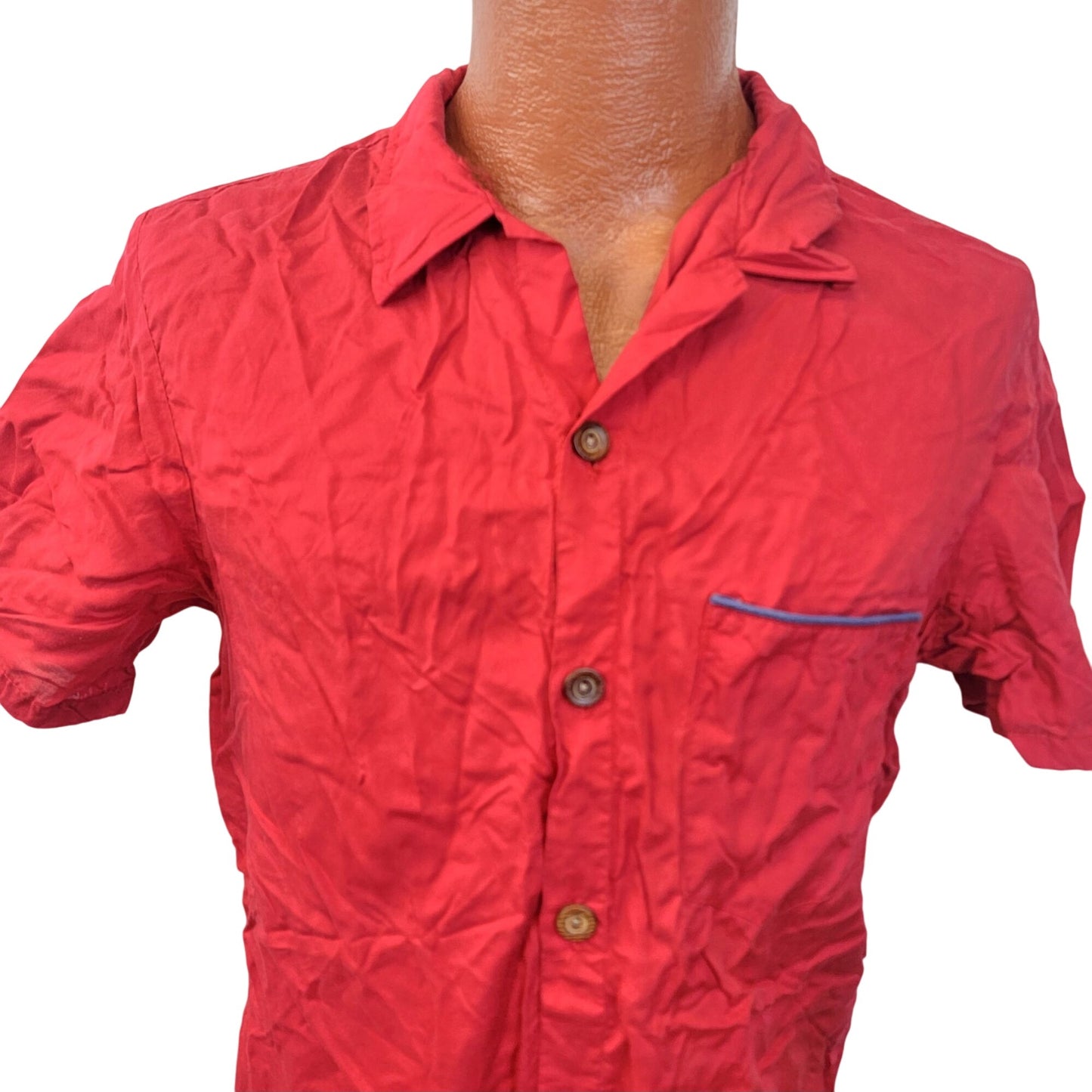 OP Vintage 80s Boat Shirt Men Large Red Collar Button Cruise Trip Top Nautical L