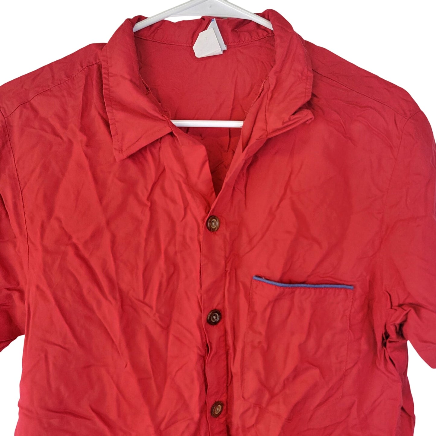 OP Vintage 80s Boat Shirt Men Large Red Collar Button Cruise Trip Top Nautical L