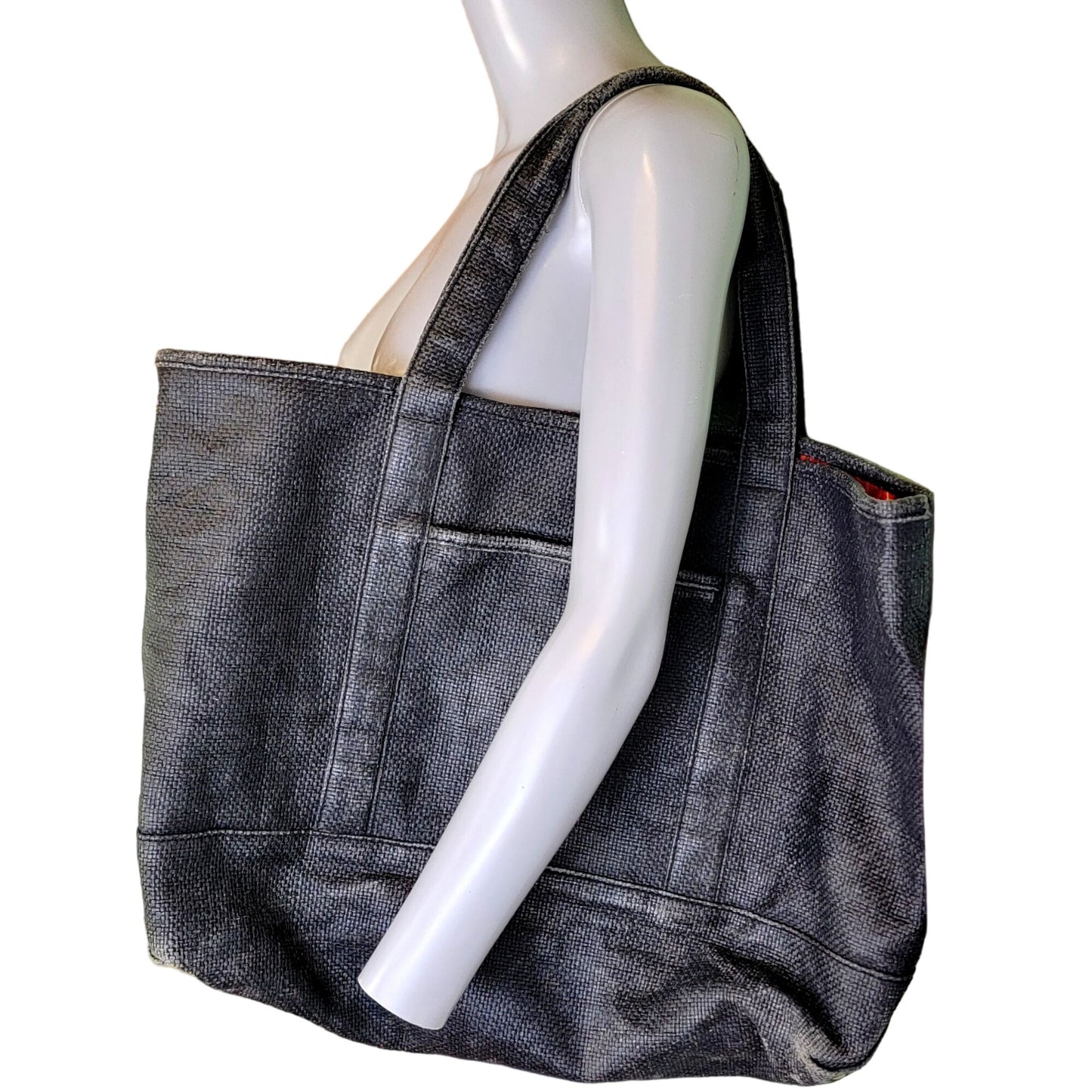 J. Crew Large Black Straw Tote Bag Purse Women Travel 2007