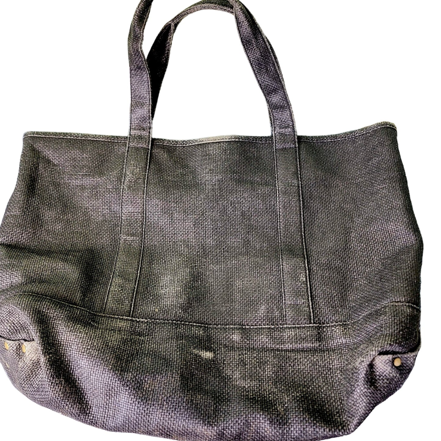 J. Crew Large Black Straw Tote Bag Purse Women Travel 2007