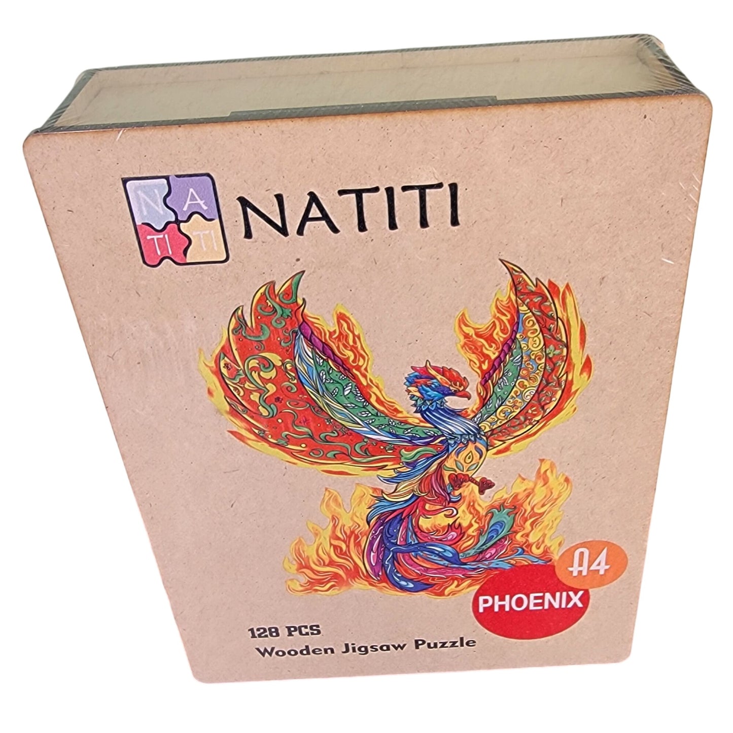 Natiti 128 Piece Wooden Jigsaw Puzzle Phoenix Colorful New In box 9 x 11 Games