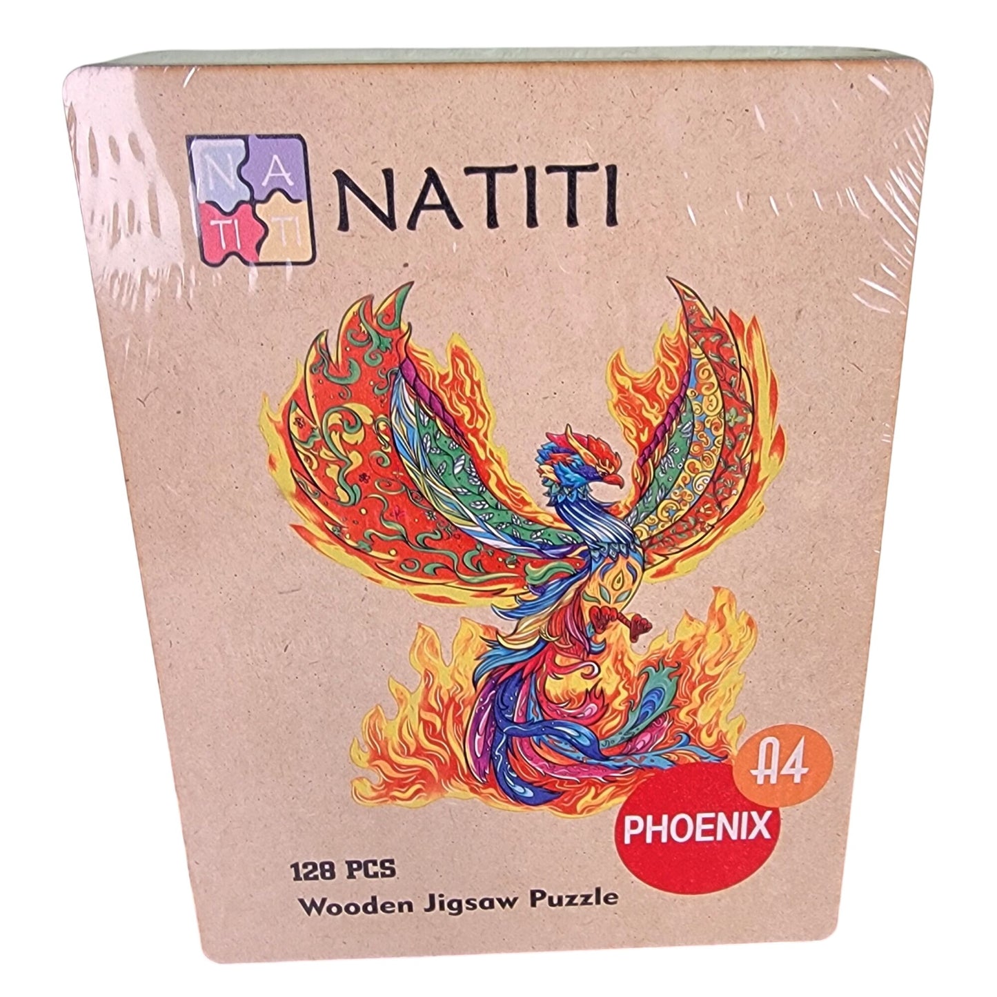 Natiti 128 Piece Wooden Jigsaw Puzzle Phoenix Colorful New In box 9 x 11 Games