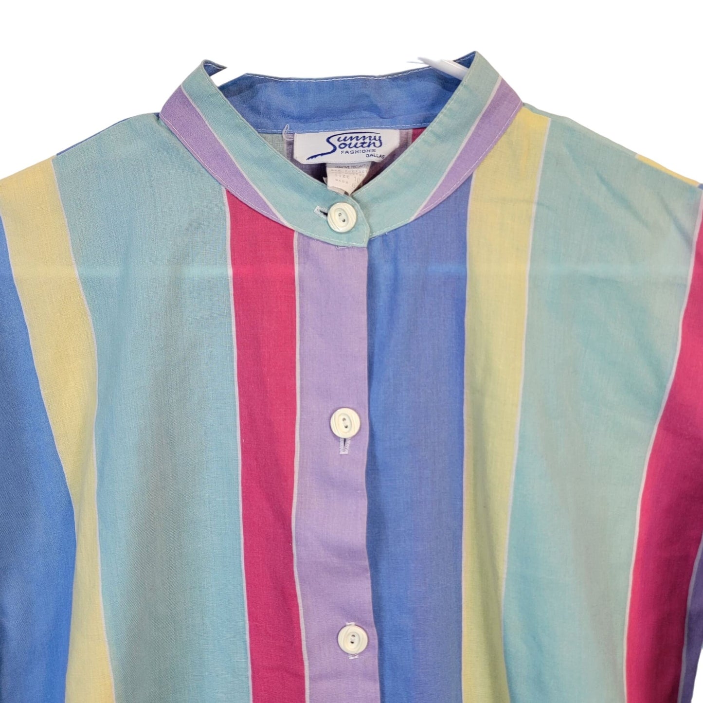 Vintage 70s Tunic Shirt Women 10 Large Pastel Stripe